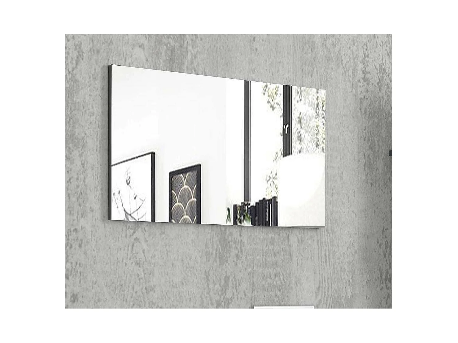 Alessio spiegel, Badkamerspiegel, 100% Made in Italy, 80x2h60 cm, Cement