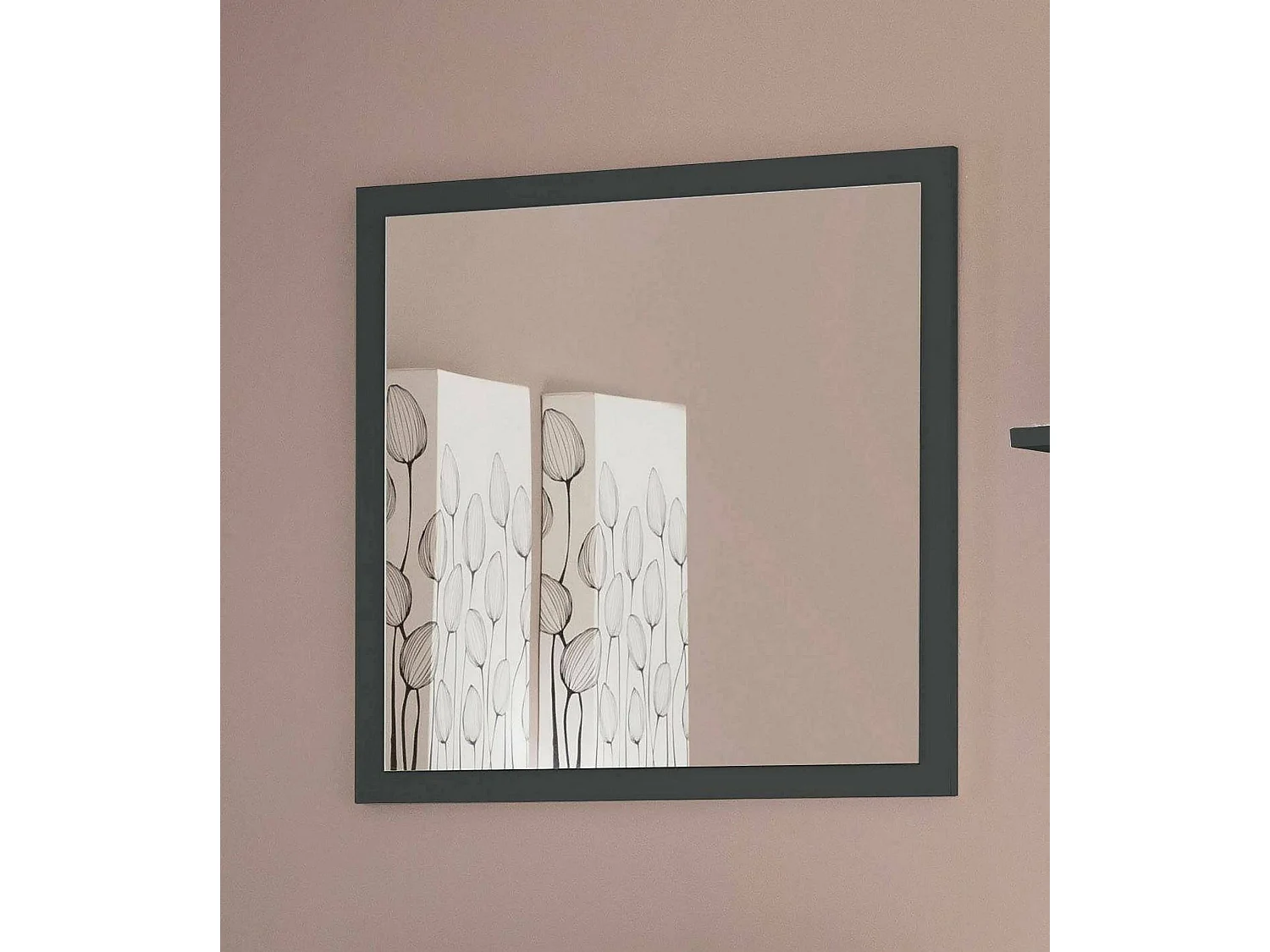 Spiegel Rino, Badezimmerspiegel, 100 % Made in Italy, 60 x 2 x 60 cm, glänzendes Anthrazit