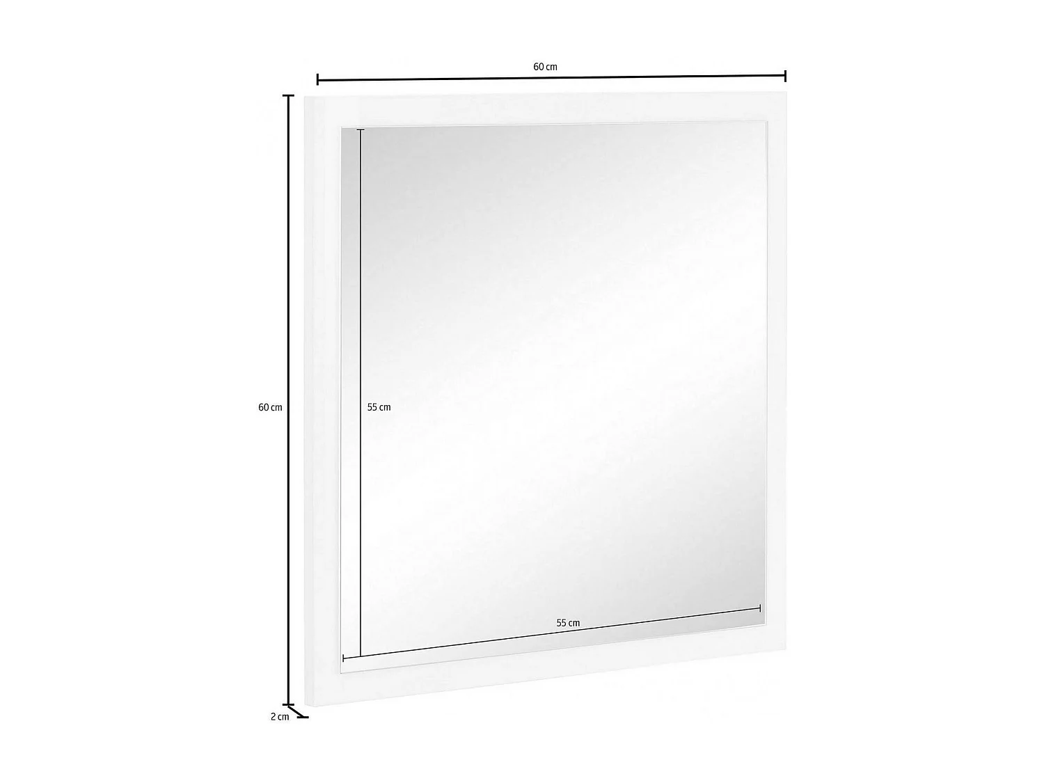 Miroir Rino, Miroir de salle de bain, 100% Made in Italy, 60x2h60 cm, Anthracite Brillant