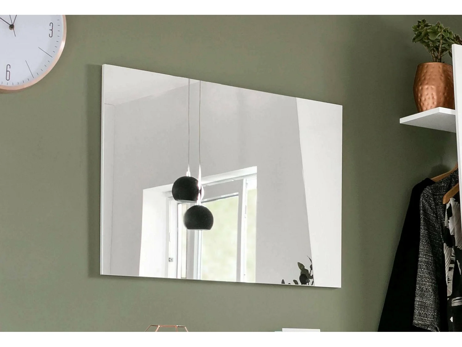 Espejo Alessio, Espejo de baño, 100% Made in Italy, 80x2h60 cm, Blanco brillo