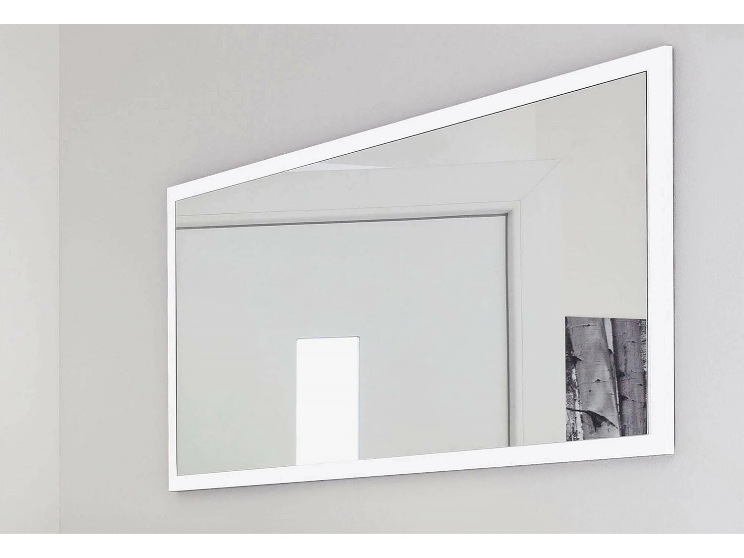 Miroir Romeo, Miroir de salle de bain, 100% Made in Italy, 120x2h60 cm, Blanc brillant