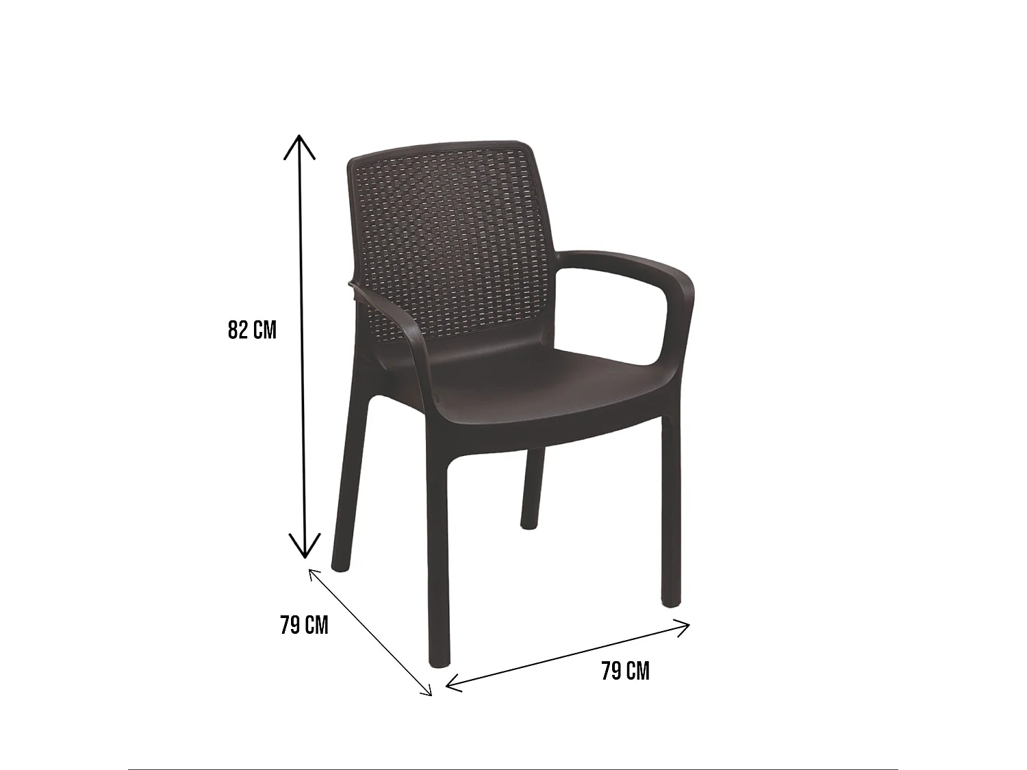 Set van 4 Viterbo buitenstoelen, Tuinzitplaats, Eettafelstoel, Buitenfauteuil met rotaneffect, 100% Made in Italy, 54x60h82 cm, Antraciet
