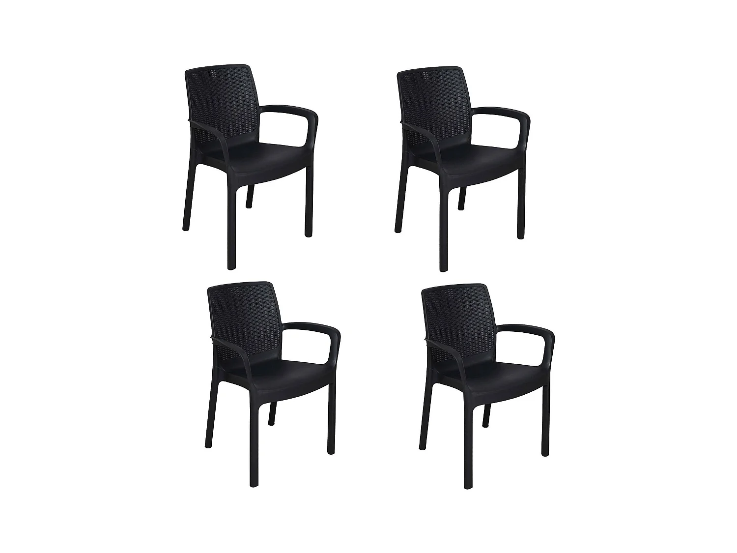 Set van 4 Viterbo buitenstoelen, Tuinzitplaats, Eettafelstoel, Buitenfauteuil met rotaneffect, 100% Made in Italy, 54x60h82 cm, Antraciet