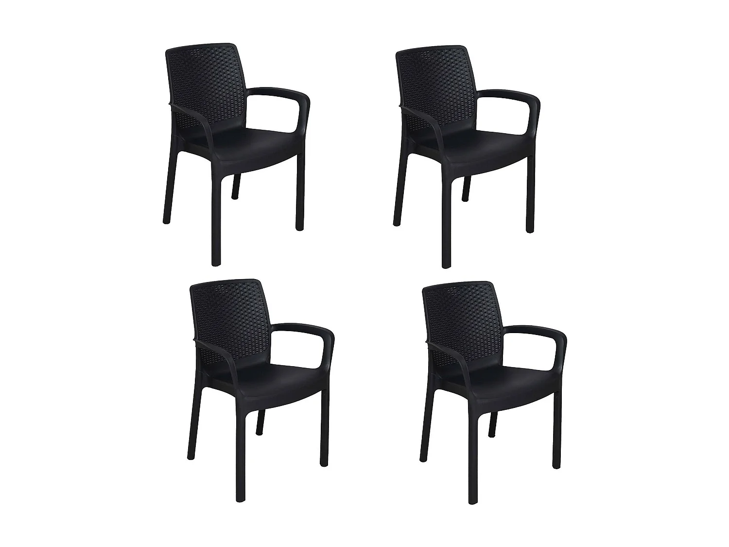 Set di 4 sedie da esterno Viterbo, Sedute da giardino, Sedia per tavolo da pranzo, Poltrona outdoor effetto rattan, 100 % Made in Italy, 54x60h82 cm, Antracite