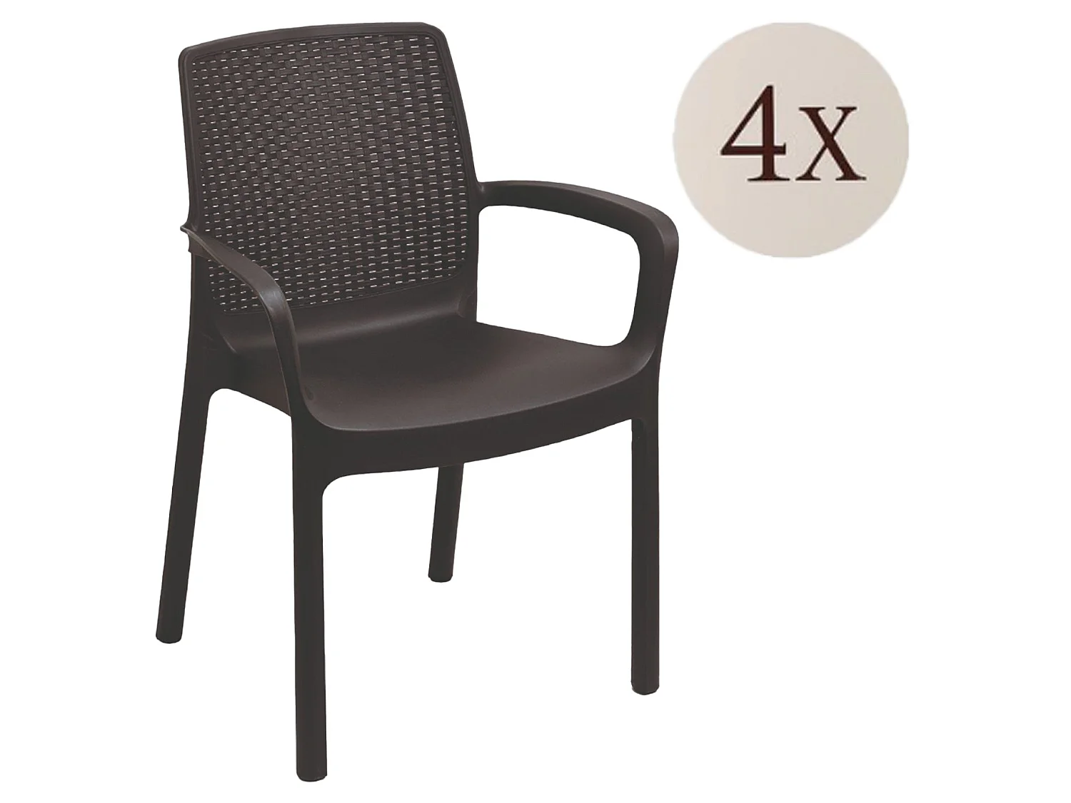 Lot de 4 chaises d'extérieur Viterbo, Sièges de jardin, Chaise de table à manger, Fauteuil d'extérieur effet rotin, 100% Made in Italy, 54x60h82 cm, Anthracite