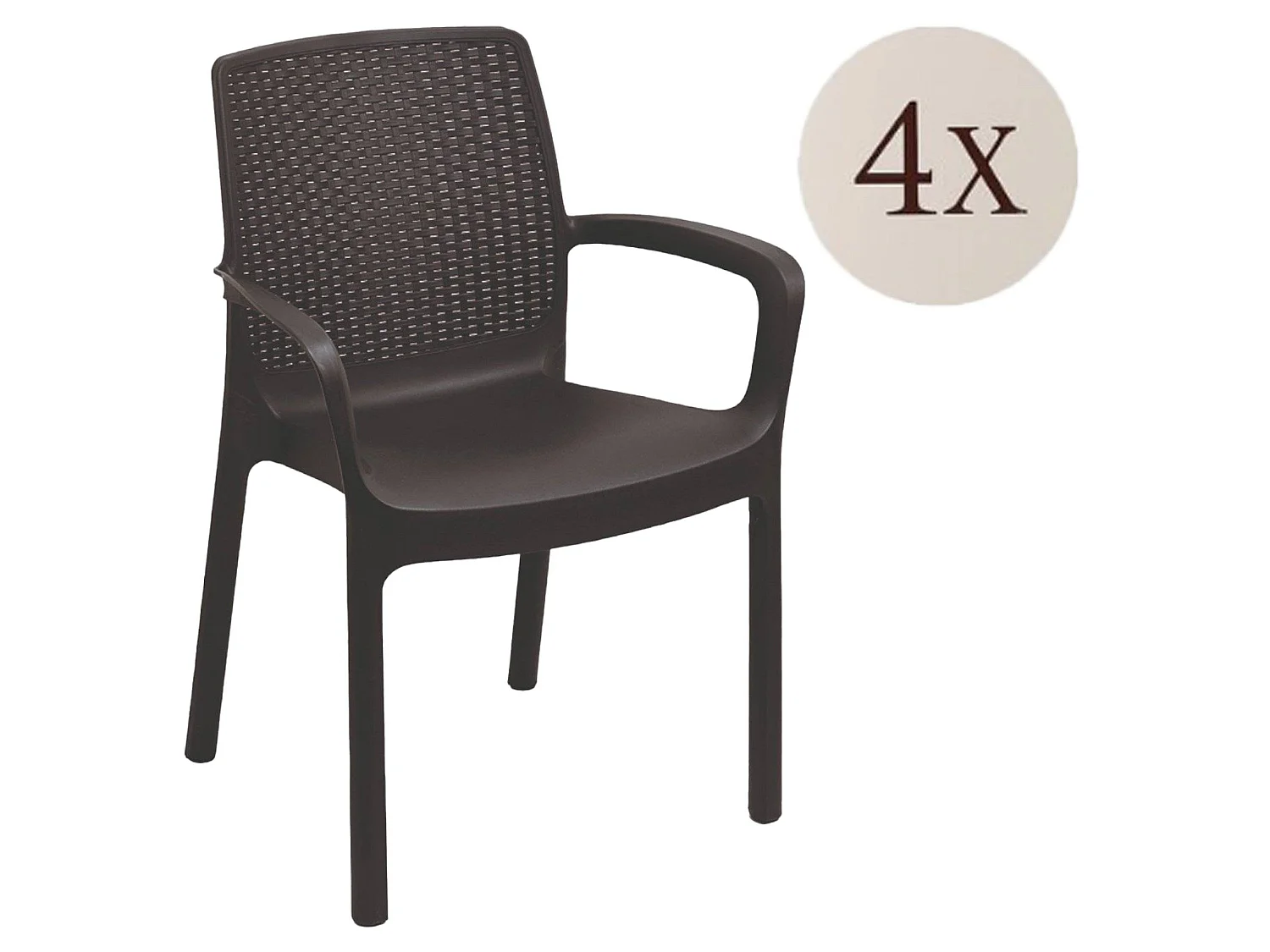 Set di 4 sedie da esterno Viterbo, Sedute da giardino, Sedia per tavolo da pranzo, Poltrona outdoor effetto rattan, 100 % Made in Italy, 54x60h82 cm, Antracite