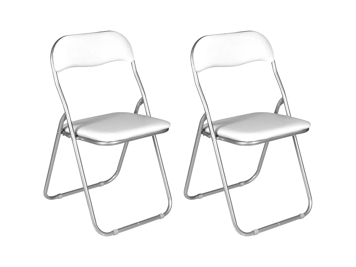 Lot de 2 chaises pliantes Marbella, Fauteuil gain de place, Chaise invité, Siège de réunion en simili cuir, 43x47h80 cm, Blanc