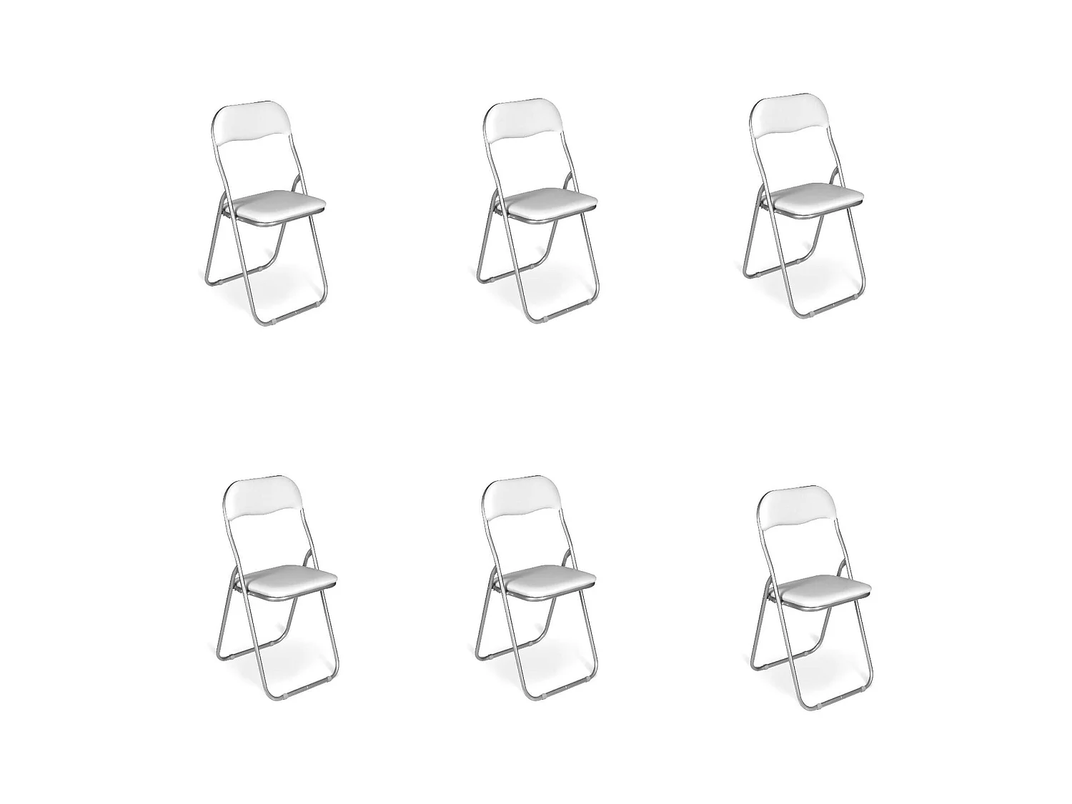 Lot de 6 chaises pliantes Marbella, Fauteuil gain de place, Chaise invité, Siège de réunion en simili cuir, 43x47h80 cm, Blanc
