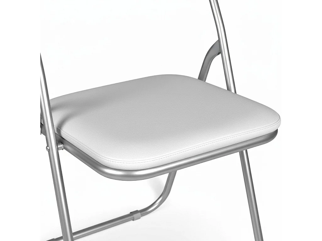 Lot de 6 chaises pliantes Marbella, Fauteuil gain de place, Chaise invité, Siège de réunion en simili cuir, 43x47h80 cm, Blanc