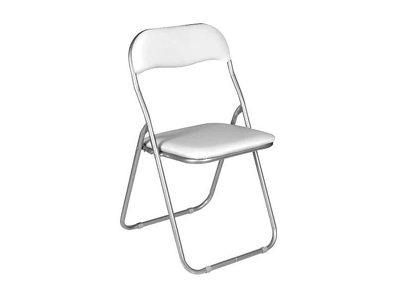 Chaise pliante Marbella, Chaise peu encombrante, Chaise invité, Siège de réunion en éco-cuir, 43x47h80 cm, Blanc