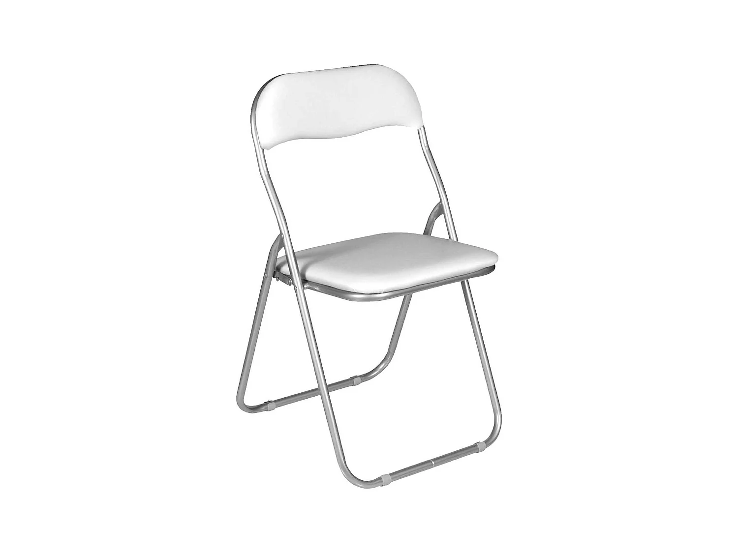 Chaise pliante Marbella, Chaise peu encombrante, Chaise invité, Siège de réunion en éco-cuir, 43x47h80 cm, Blanc