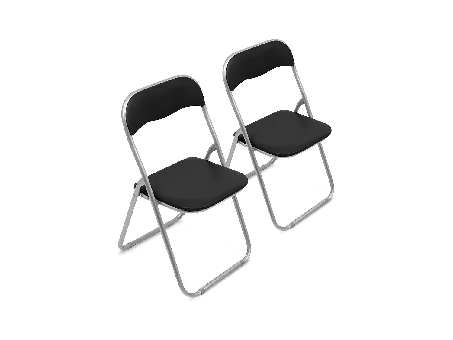 Set van 2 Marbella klapstoelen, Ruimtebesparende fauteuil, Gaststoel, Vergaderzitplaats in kunstleer, 43x47h80 cm, Zwart