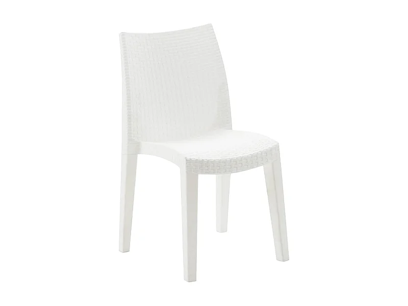 Trieste buitenstoel, Tuinstoel, Stoel voor eettafel, Buitenfauteuil met rotaneffect, 100% Made in Italy, 48x55h86 cm, Wit