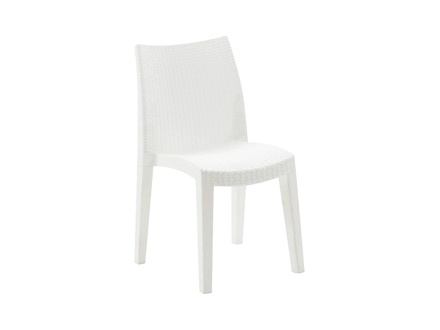 Cadeira de exterior Trieste, Assento de jardim, Cadeira para mesa de jantar, Poltrona de exterior com efeito Rattan, 100% Fabricado em Itália, 48x55h86 cm, Branco