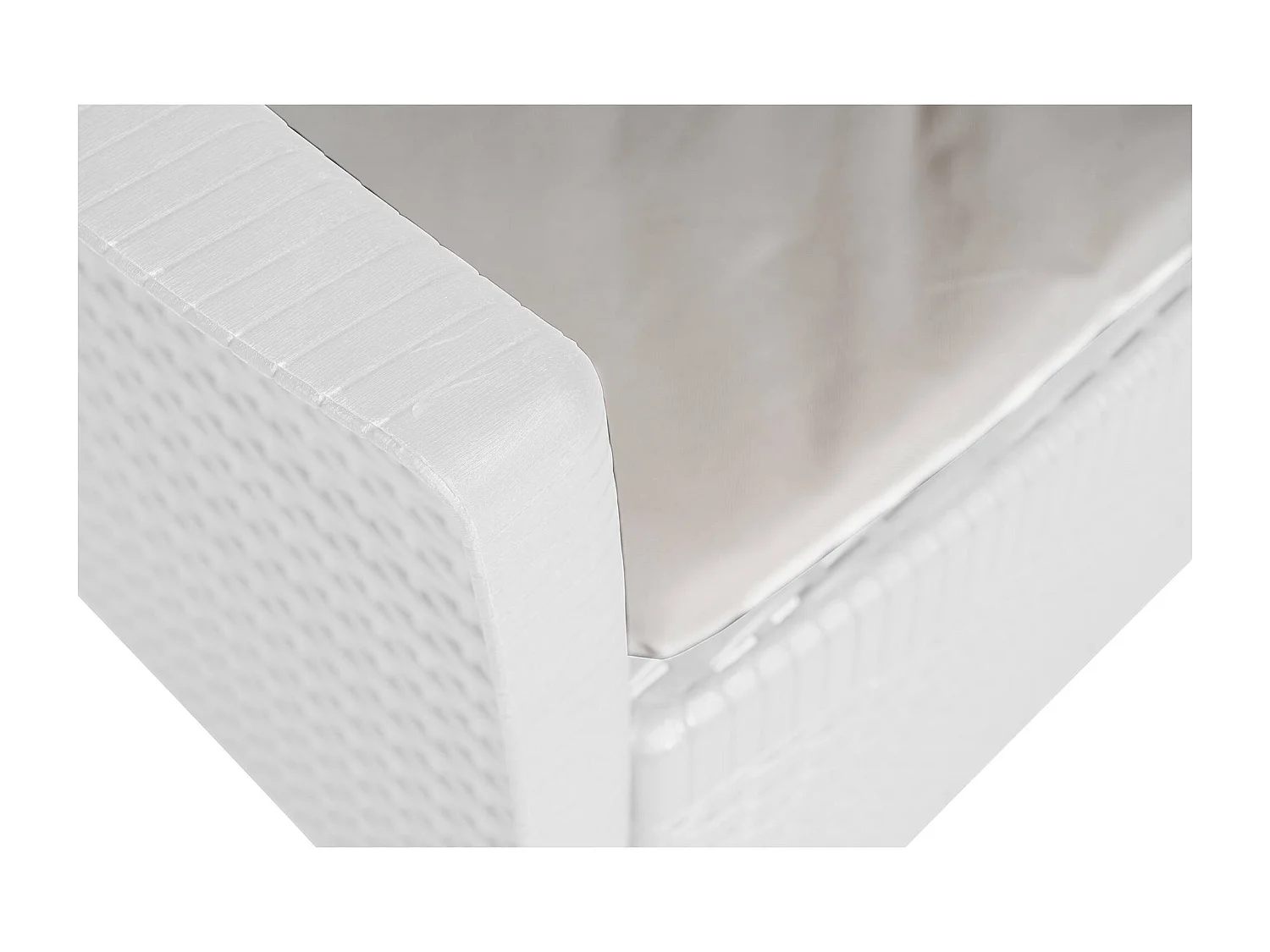 Sedia da esterno Como, Seduta da giardino, Poltrona outdoor effetto rattan, 100 % Made in Italy, 60x58h89 cm, Bianco