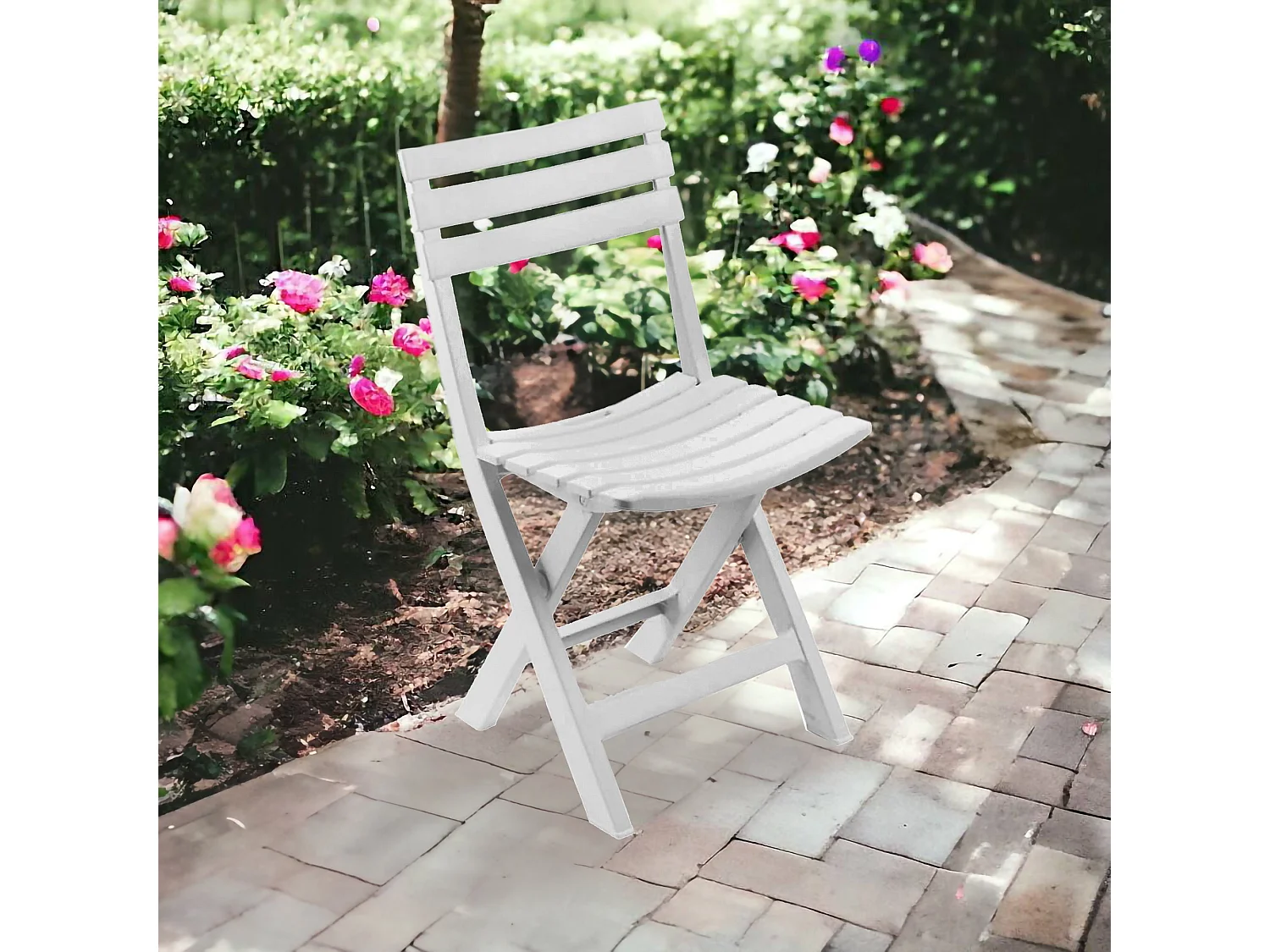 Terni buitenstoel, Opklapbare tuinstoel, Stoel voor eettafel, Buitenfauteuil, 100% Made in Italy, 44x41h78 cm, Wit