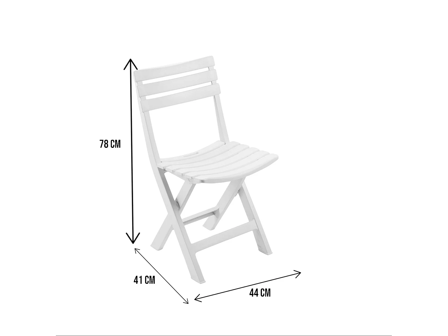 Chaise d'extérieur Terni, Siège de jardin pliant, Chaise pour table à manger, Fauteuil d'extérieur, 100% Made in Italy, 44x41h78 cm, Blanc