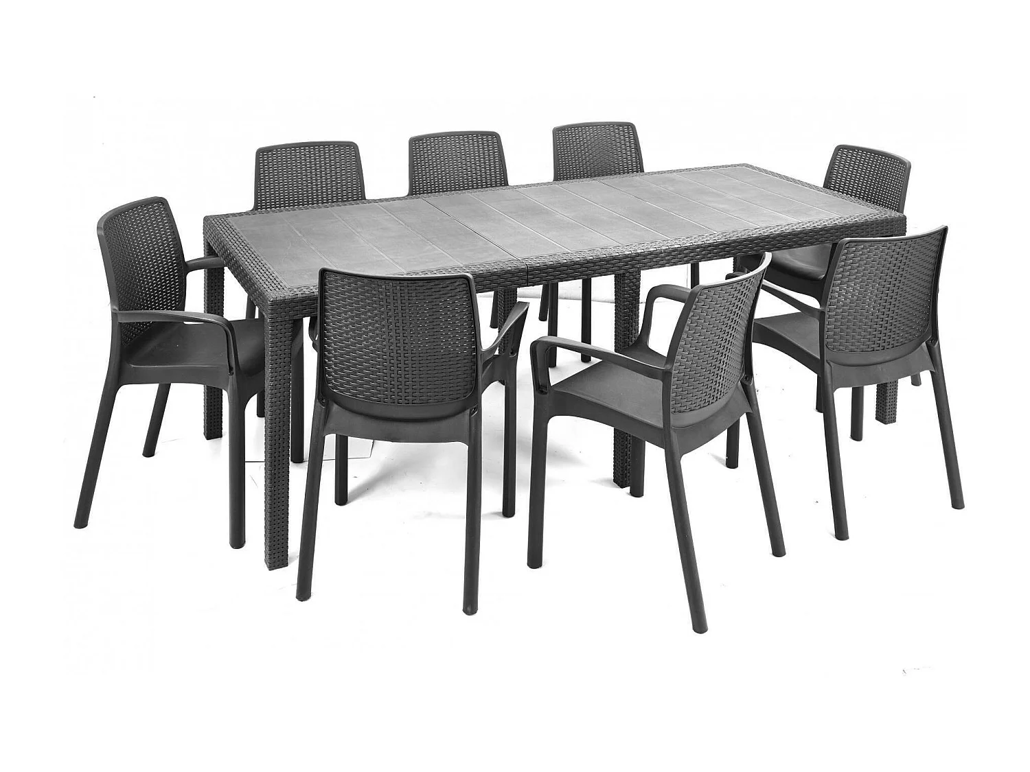 Silla de exterior Torino, Asiento de jardín, Silla para mesa de comedor, Sillón de exterior efecto ratán, 100% Made in Italy, 54x60h82 cm, Antracita