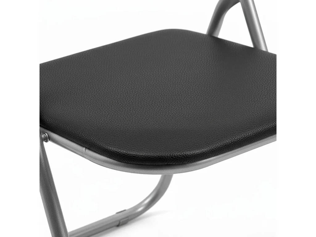 Lot de 6 chaises pliantes Marbella, Fauteuil gain de place, Chaise invité, Siège de réunion en simili cuir, 43x47h80 cm, Noir
