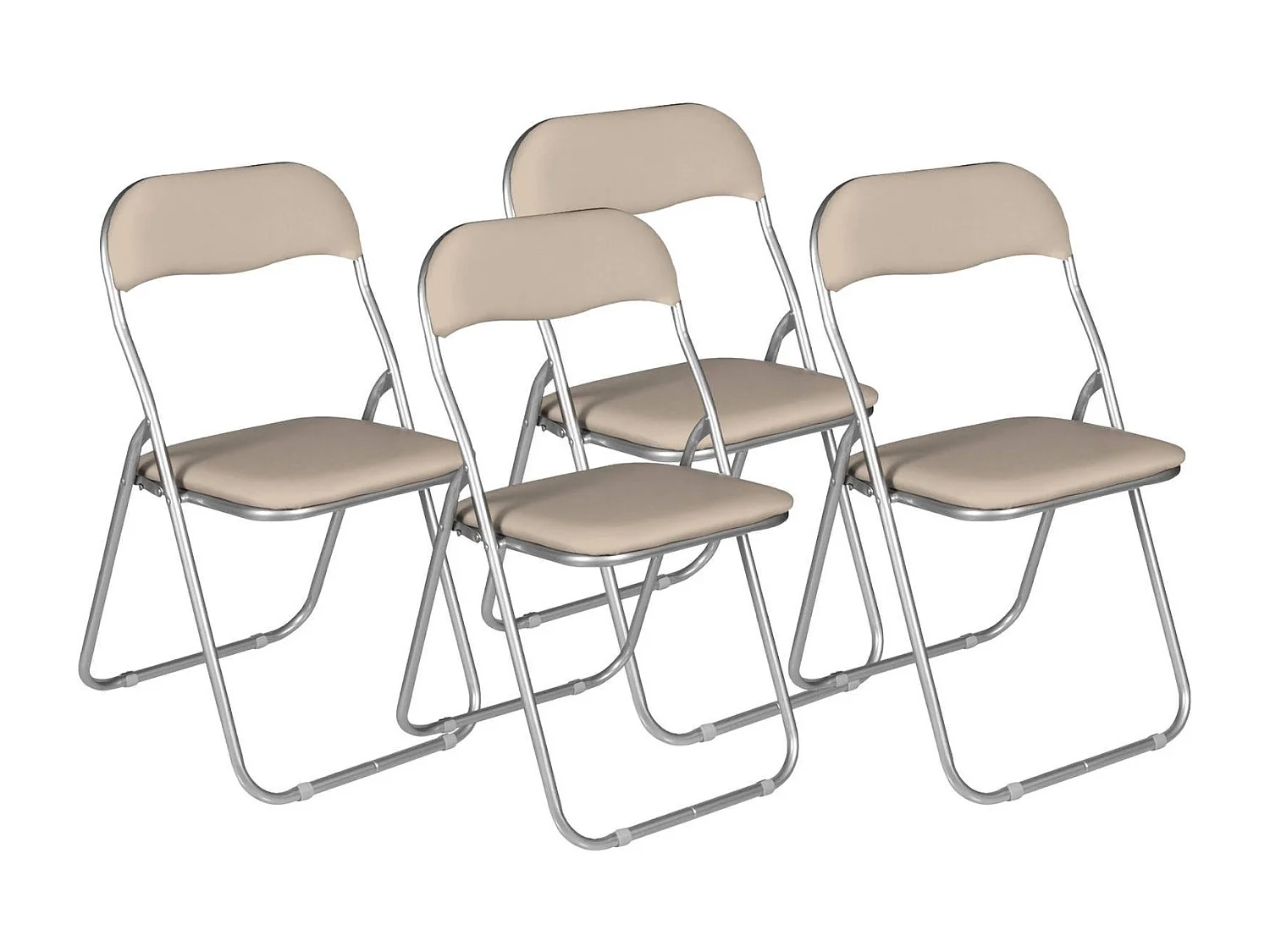 Set van 4 Marbella klapstoelen, Ruimtebesparende fauteuil, Gaststoel, Vergaderstoel in kunstleer, 43x47h80 cm, Beige