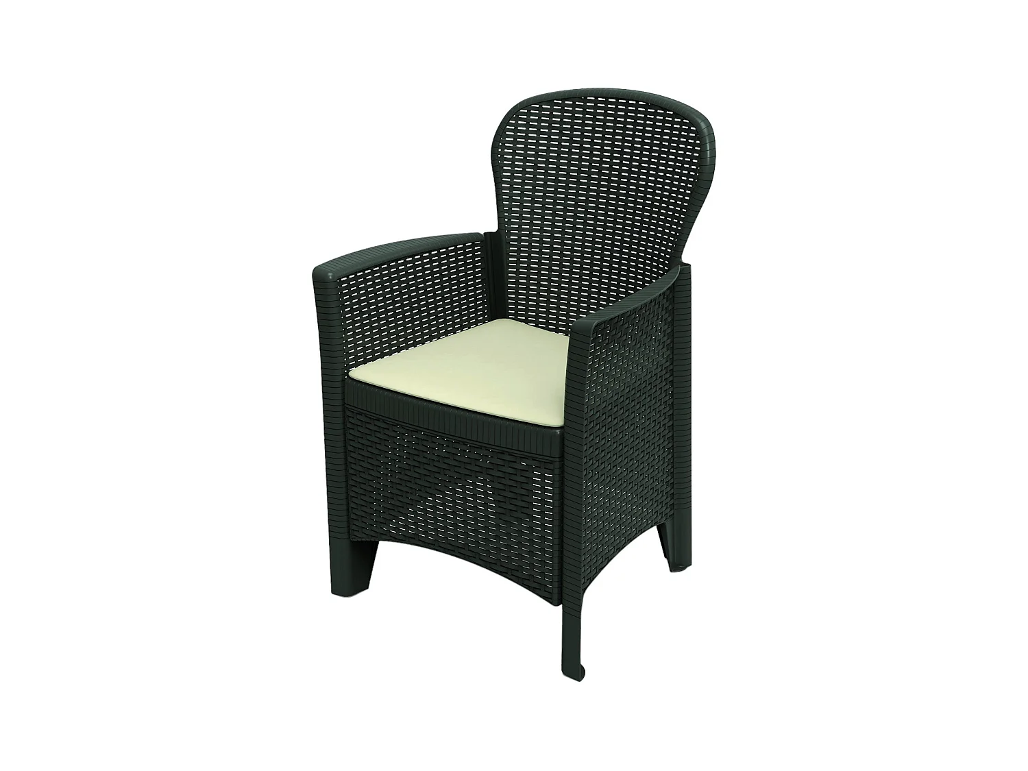 Sedia da esterno Como, Seduta da giardino, Poltrona outdoor effetto rattan, 100 % Made in Italy, 60x58h89 cm, Antracite
