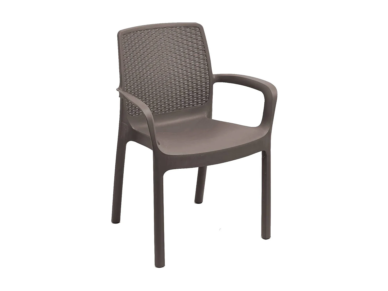 Sedia da esterno Torino, Seduta da giardino, Sedia per tavolo da pranzo, Poltrona outdoor effetto rattan, 100 % Made in Italy, 54x60h82 cm, Marrone