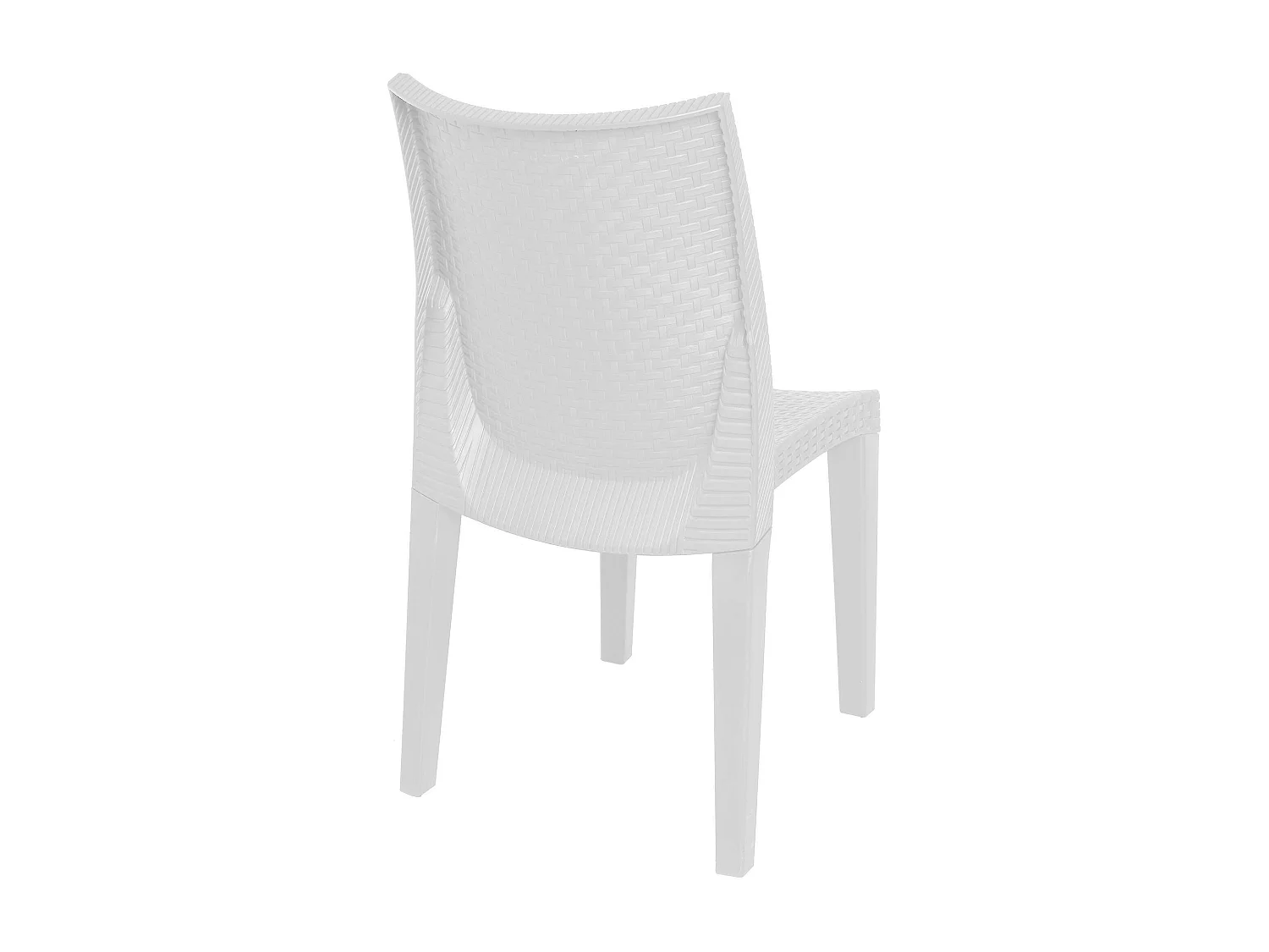 Ensemble de 4 chaises d'extérieur Ravenna, Sièges de jardin, Chaise de table à manger, Fauteuil d'extérieur effet rotin, 100% Made in Italy, 55x48h86 cm, Blanc