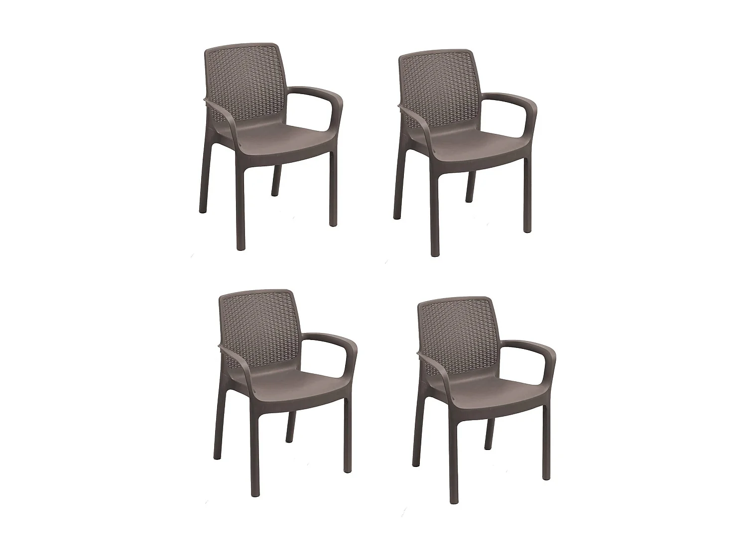 Ensemble de 4 chaises d'extérieur Viterbo, sièges de jardin, chaise de table à manger, fauteuil d'extérieur effet rotin, 100% Made in Italy, 54x60h82 cm, marron