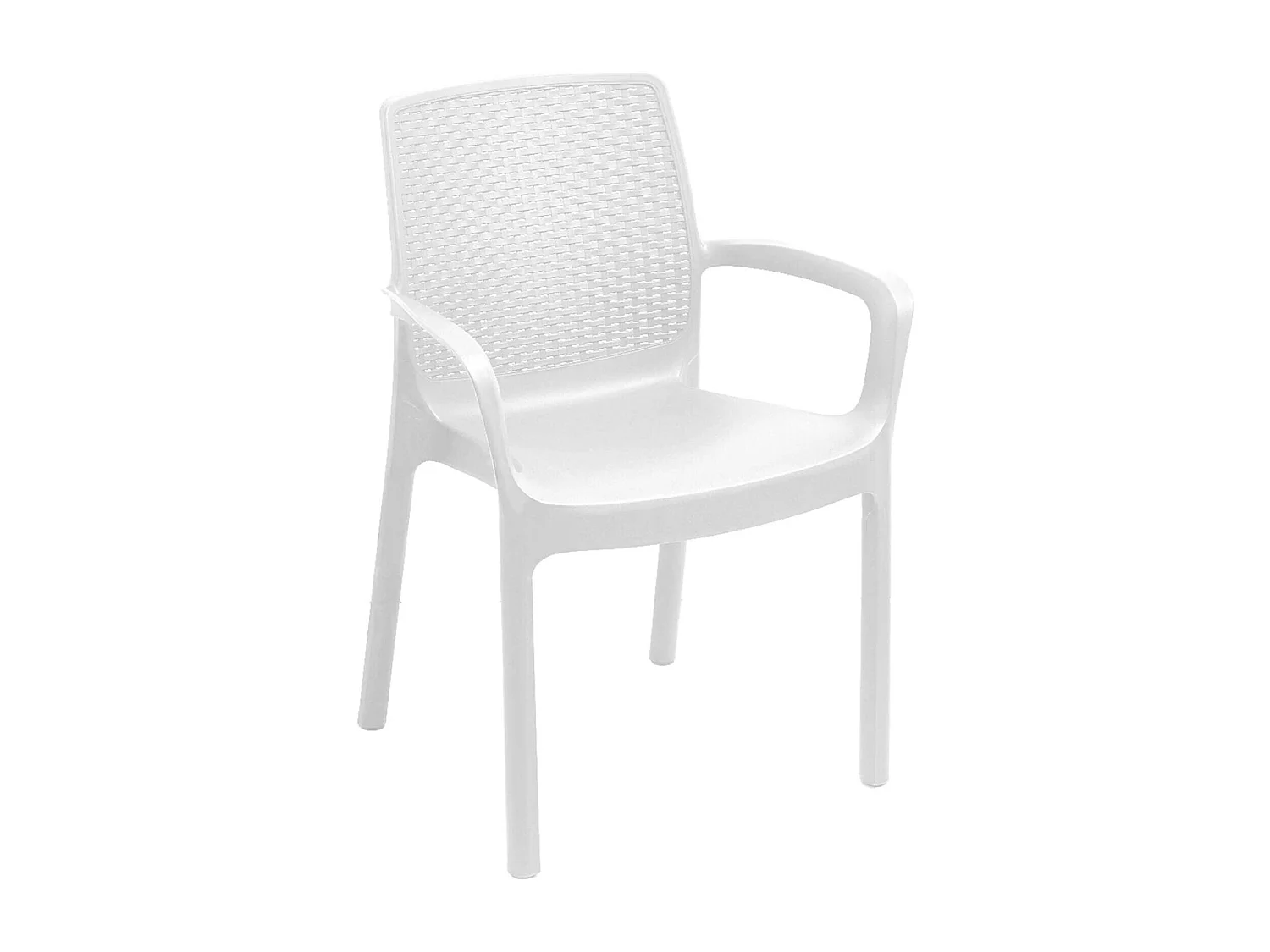 Silla de exterior Torino, Asiento de jardín, Silla para mesa de comedor, Sillón de exterior efecto ratán, 100% Made in Italy, 54x60h82 cm, Blanco
