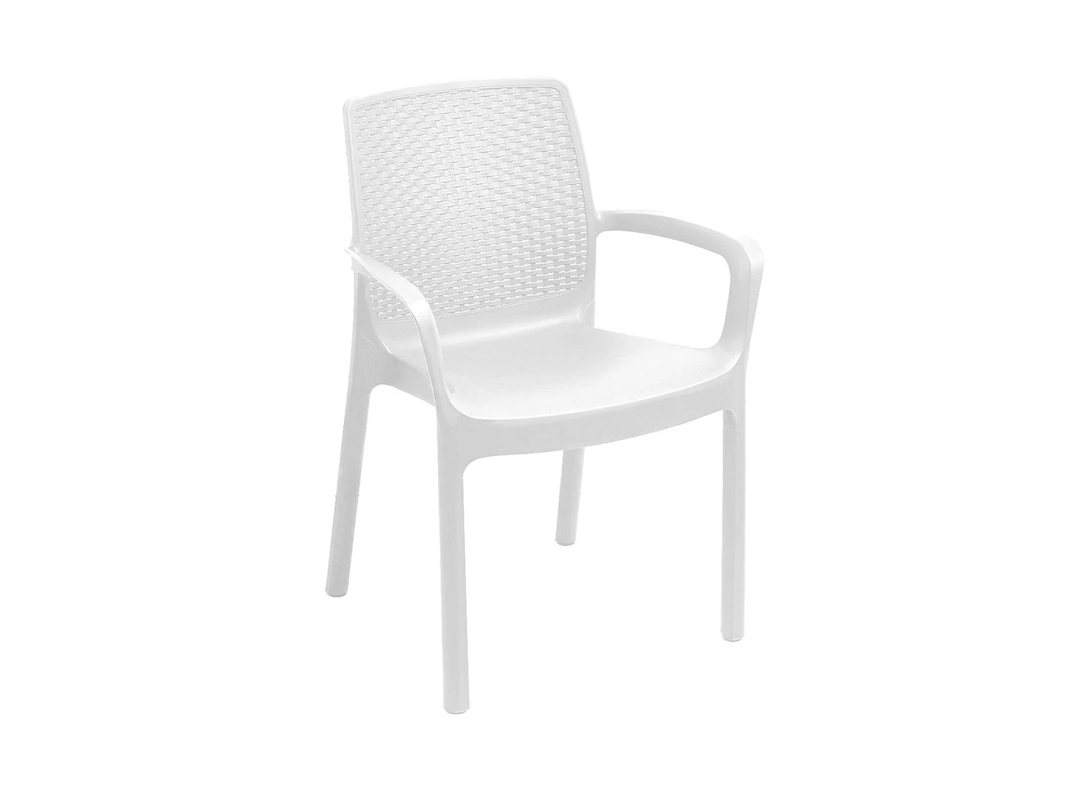 Chaise d'extérieur Torino, Siège de jardin, Chaise pour table à manger, Fauteuil d'extérieur effet rotin, 100% Made in Italy, 54x60h82 cm, Blanc