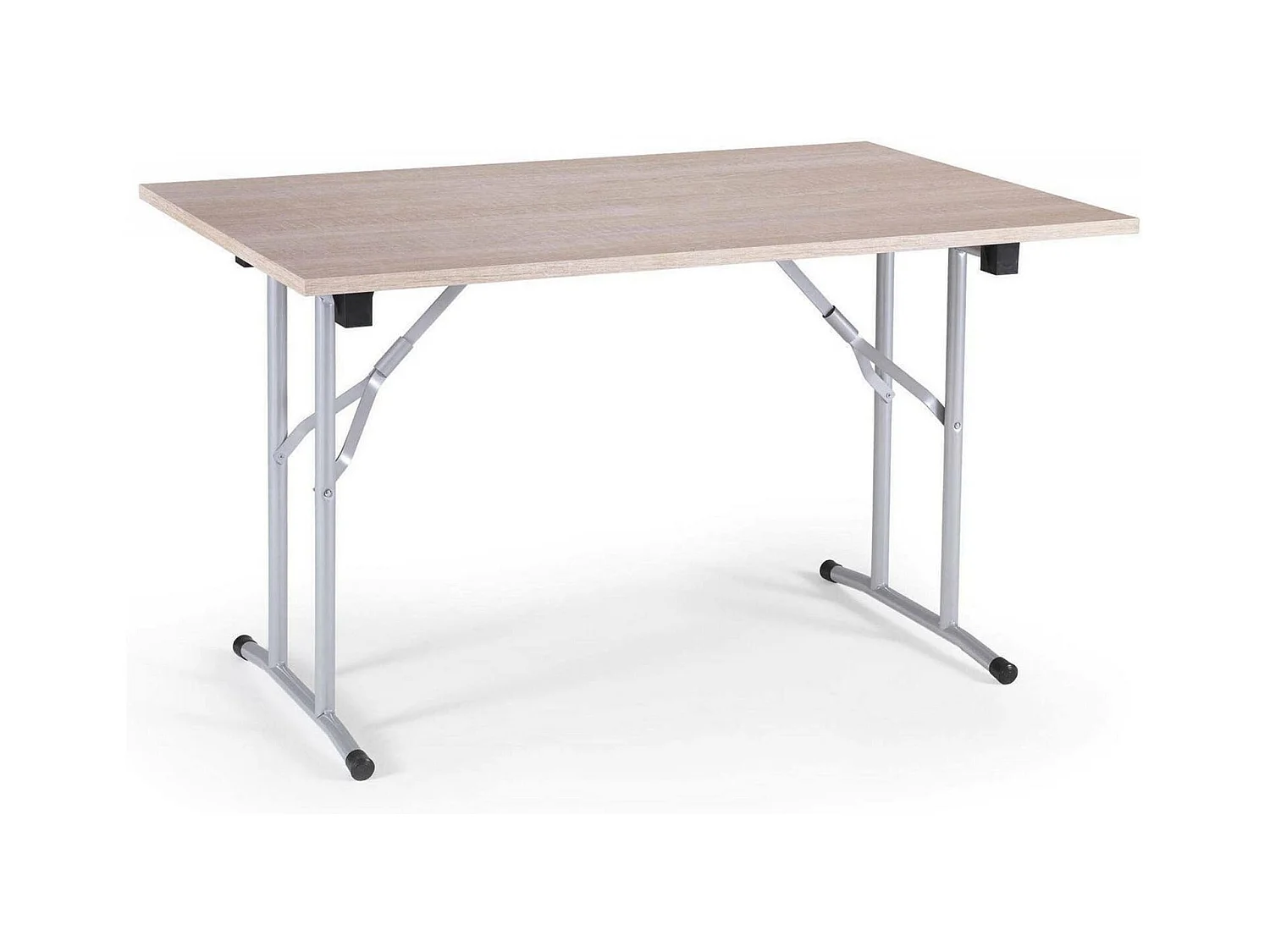 Klapptisch Arnica, Campingtisch mit klappbaren Metallbeinen, moderner Mehrzweck-Esstisch, 100 % Made in Italy, 125 x 75 x 80 cm, Eiche und Grau,