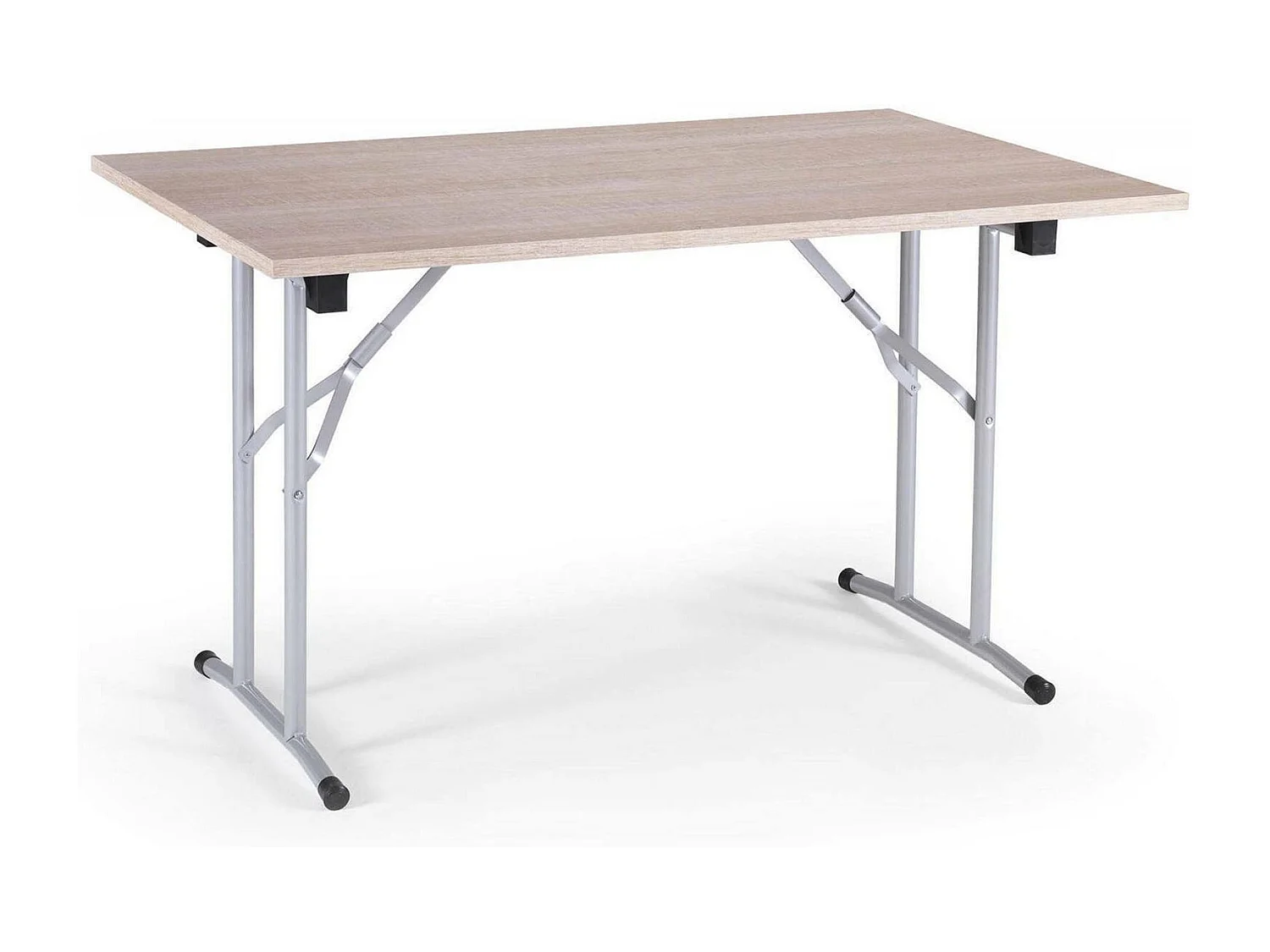 Arnica klaptafel, Campingtafel met opklapbare metalen poten, Multifunctionele moderne eettafel, 100% Made in Italy, 125x75h80 cm, Eiken en Grijs