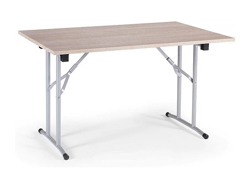 Arnica klaptafel, Campingtafel met opklapbare metalen poten, Multifunctionele moderne eettafel, 100% Made in Italy, 125x75h80 cm, Eiken en Grijs