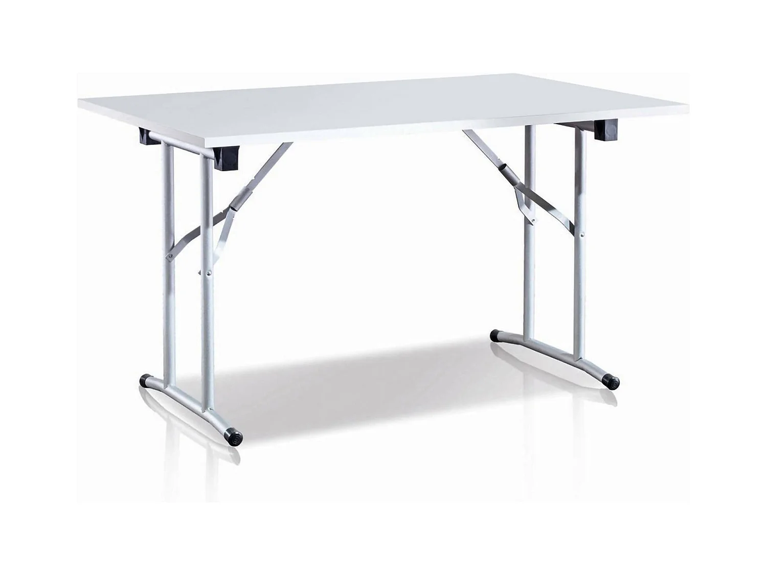 Table pliante Arnica, Etagère de camping avec pieds pliants en métal, Table à manger moderne polyvalente, 100% Made in Italy, 125x75h80 cm, Blanc