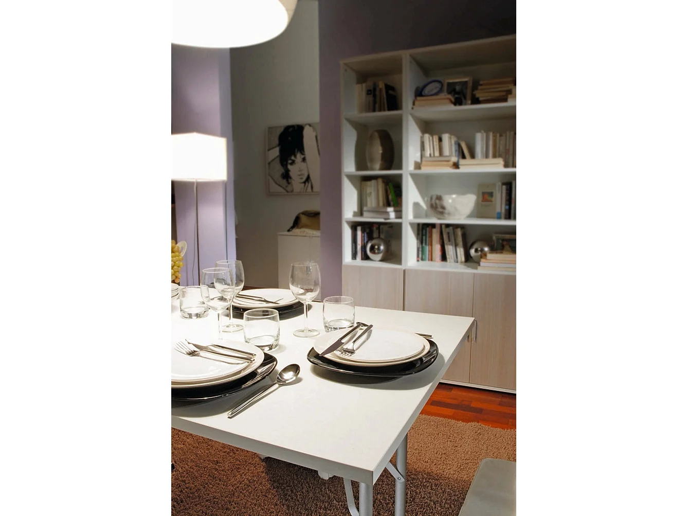 Dmora Opvouwbare Tafel Arnica 75x125x80h cm Zilver 6 Personen Rechthoekig, Draaggewicht 50 kg Made in Italy