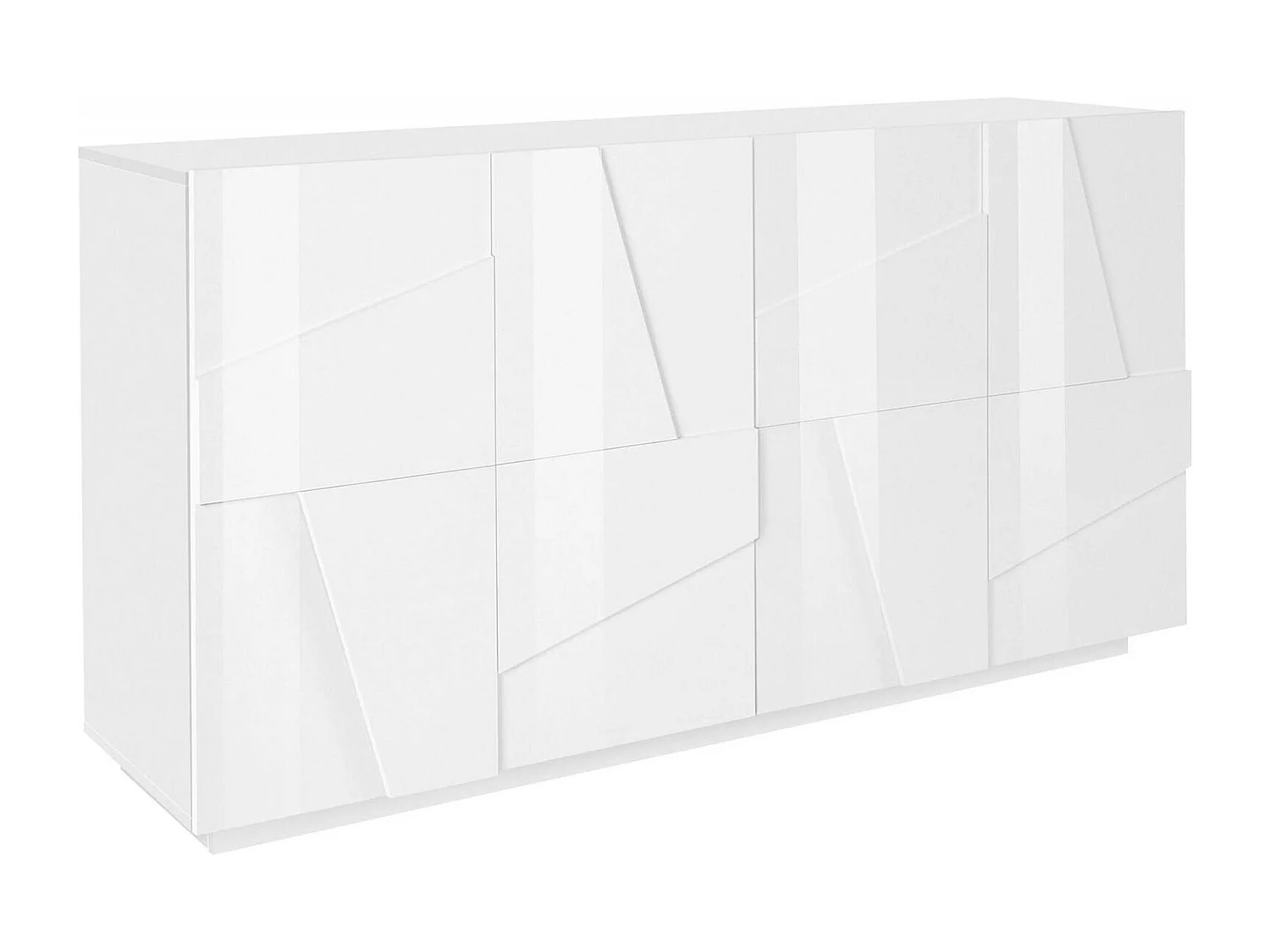 Buffet Noel, Buffet de cuisine 4 portes, Buffet de salon, 100% Made in Italy, 162x44h86 cm, Blanc brillant