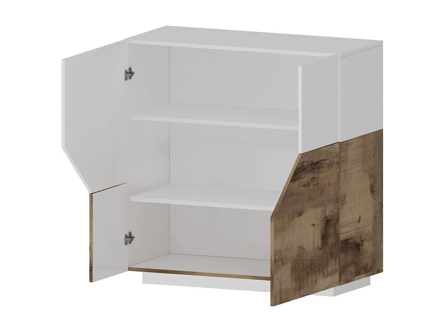 Buffet Nathan, Buffet de cuisine avec 2 portes, Buffet de salon, 100% Made in Italy, 100x43h106 cm, Blanc brillant et Érable