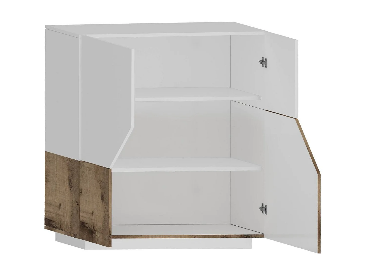 Buffet Nathan, Buffet de cuisine avec 2 portes, Buffet de salon, 100% Made in Italy, 100x43h106 cm, Blanc brillant et Érable