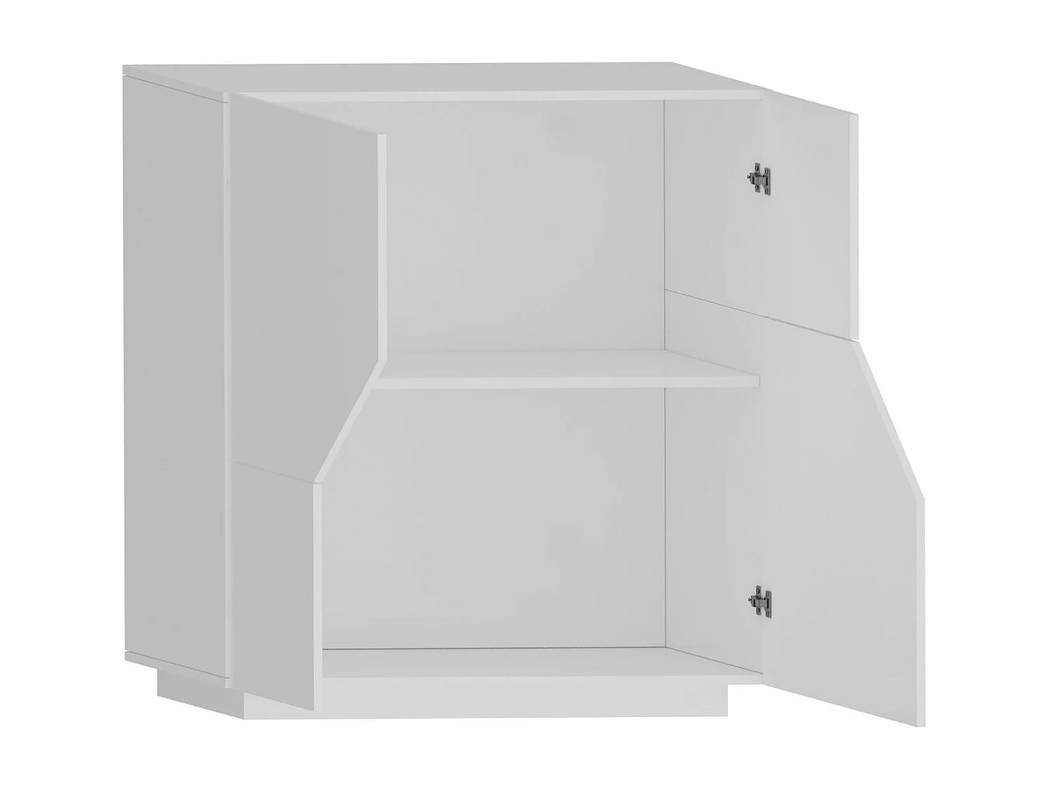 Aparador Domenico, Aparador de cozinha com 2 portas geométricas, Buffet de sala, Aparador de cozinha, 100% Fabricado em Itália, 79x43h86 cm, Branco brilhante