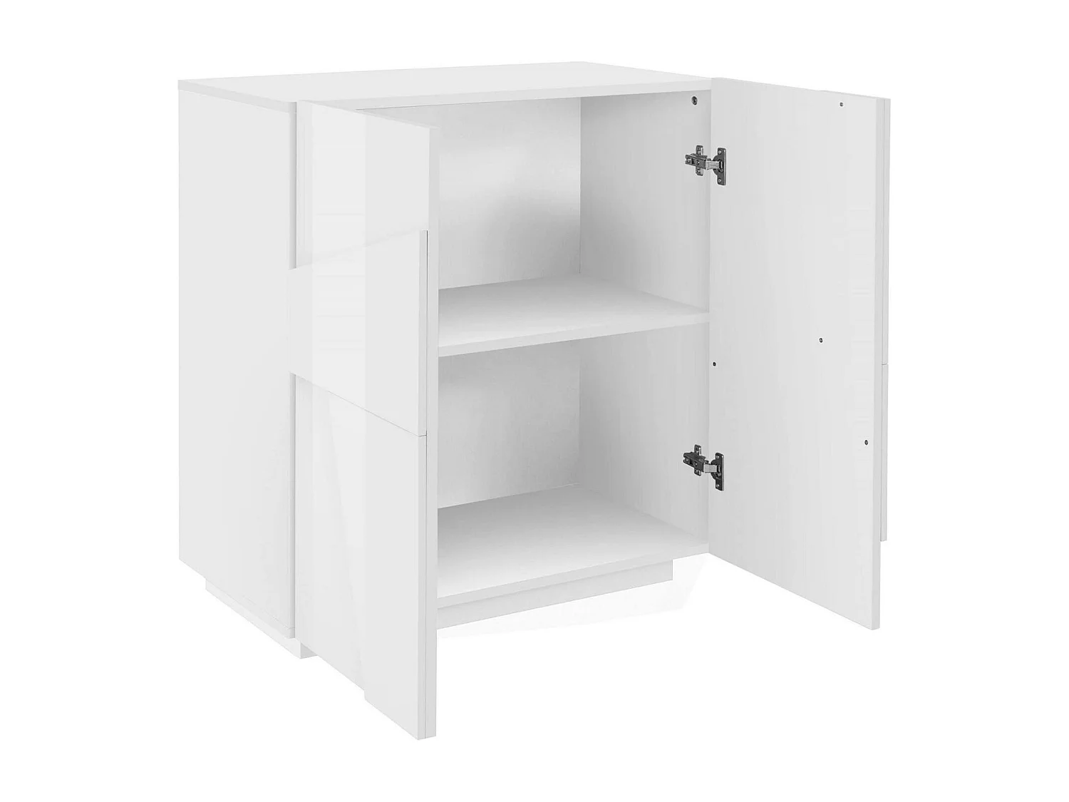 Buffet Raoul, Buffet de cuiine avec 2 porte, Buffet de alon, 100% Made in Italy, 81x44h86 cm, Blanc brillant