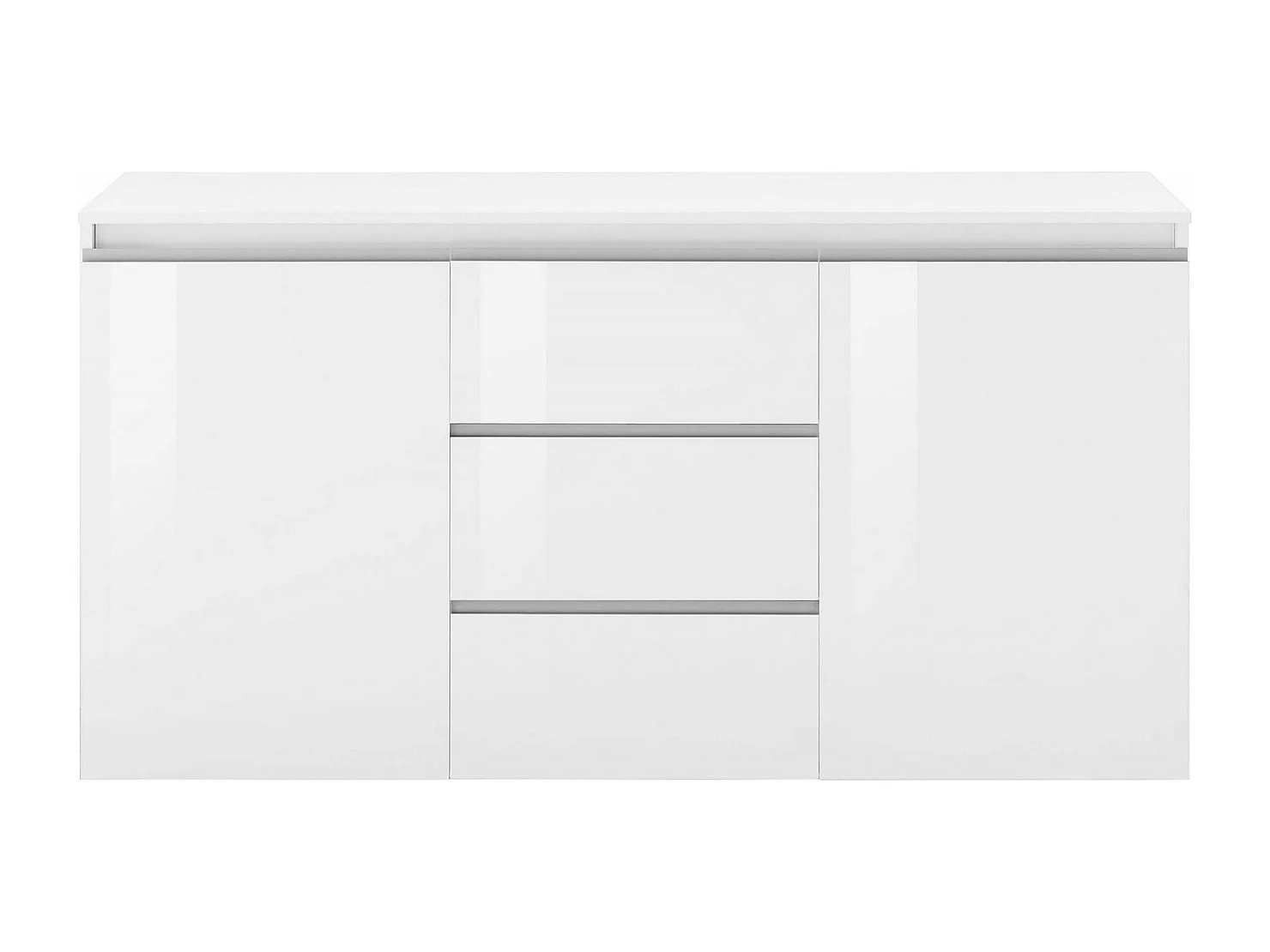 Daniel dressoir, Design dressoir met 2 deuren en 3 laden, Woonkamerbuffet, Keukendressoir, 100% Made in Italy, 150x40h81 cm, Glanzend wit