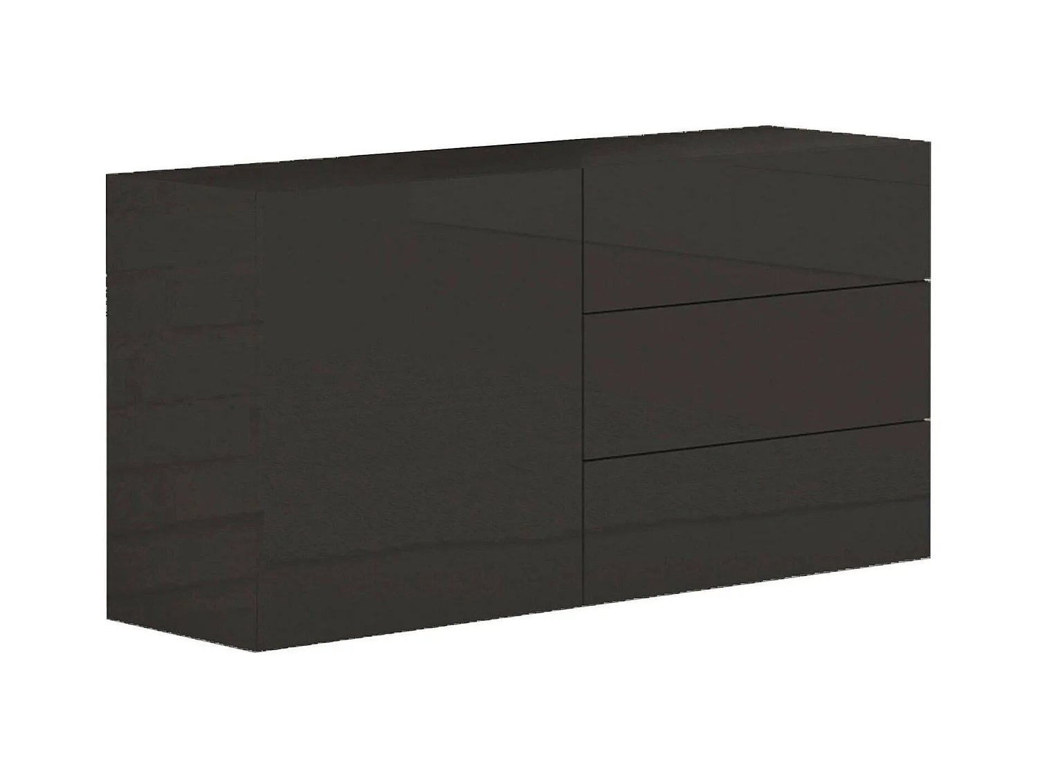 Buffet Enrico, Buffet de cuisine avec 1 porte et 3 tiroirs, Buffet de salon, Buffet de cuisine, 100% Made in Italy, 110x40h35 cm, Anthracite Brillant