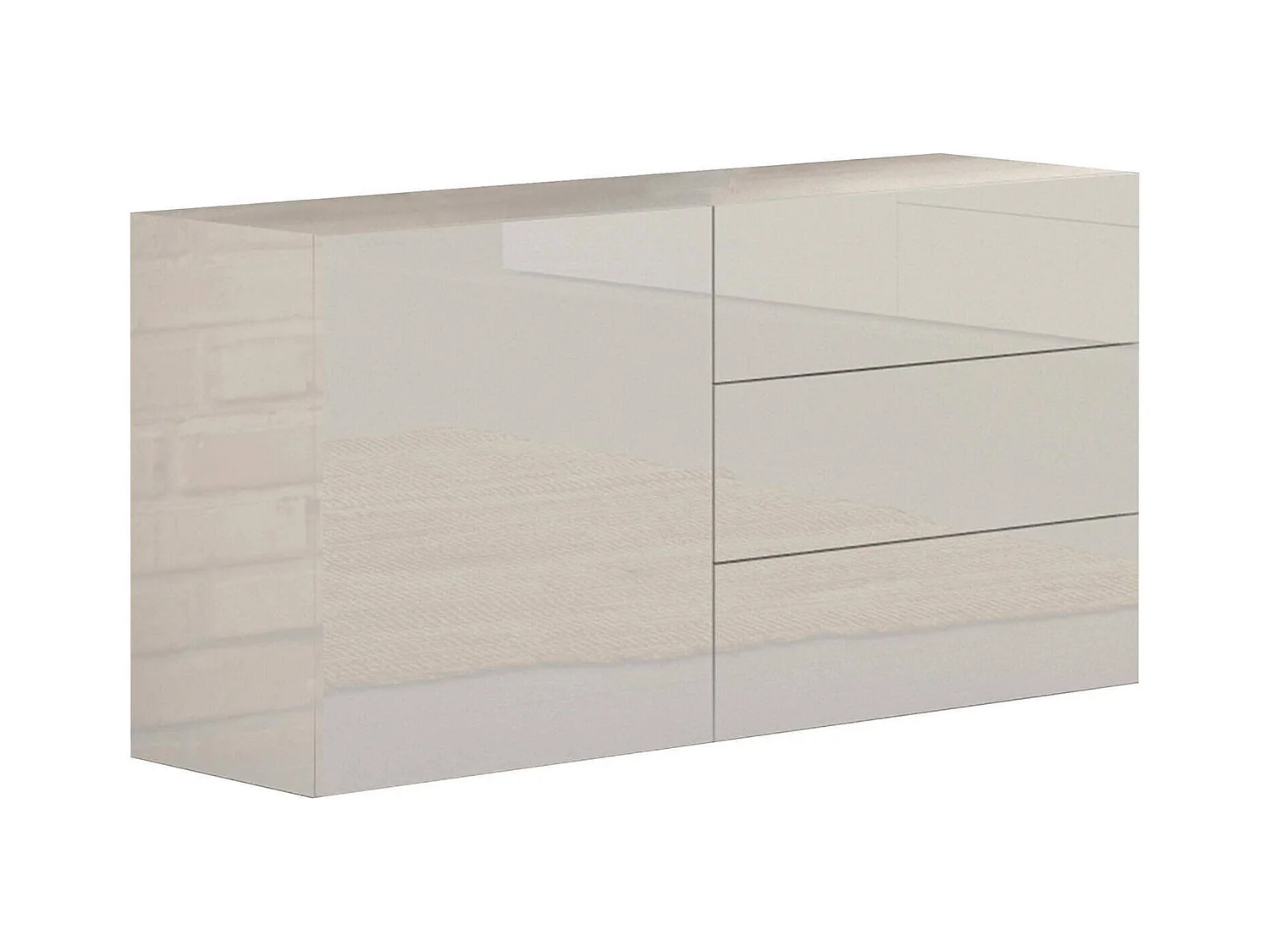 Buffet Enrico, Buffet de cuisine avec 1 porte et 3 tiroirs, Buffet de salon, Buffet de cuisine, 100% Made in Italy, 110x40h35 cm, Blanc brillant