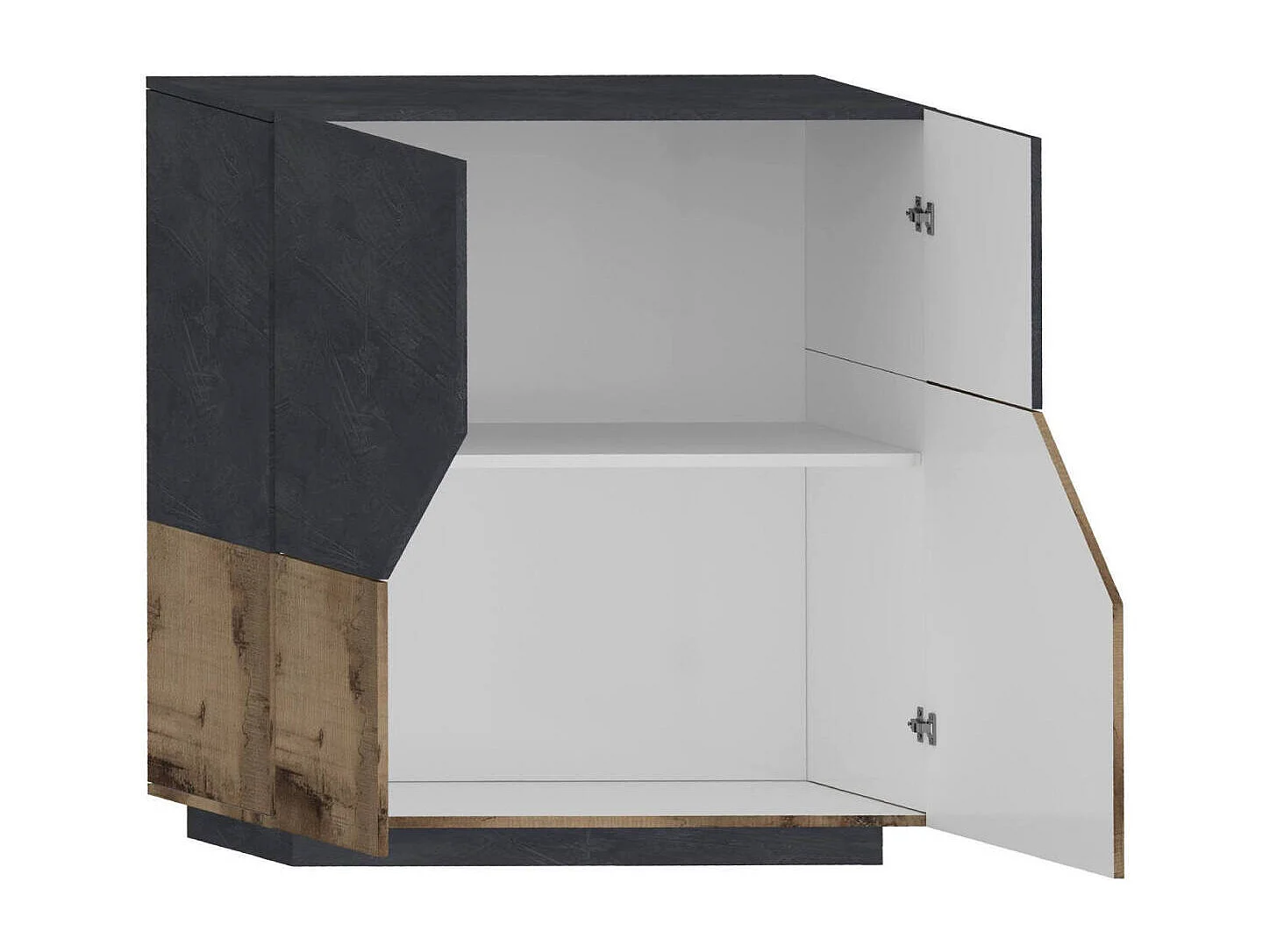 Aparador Domenico, Aparador de cozinha com 2 portas geométricas, Buffet de sala, Aparador de cozinha, 100% Fabricado em Itália, 79x43h86 cm, Ardósia e Bordo