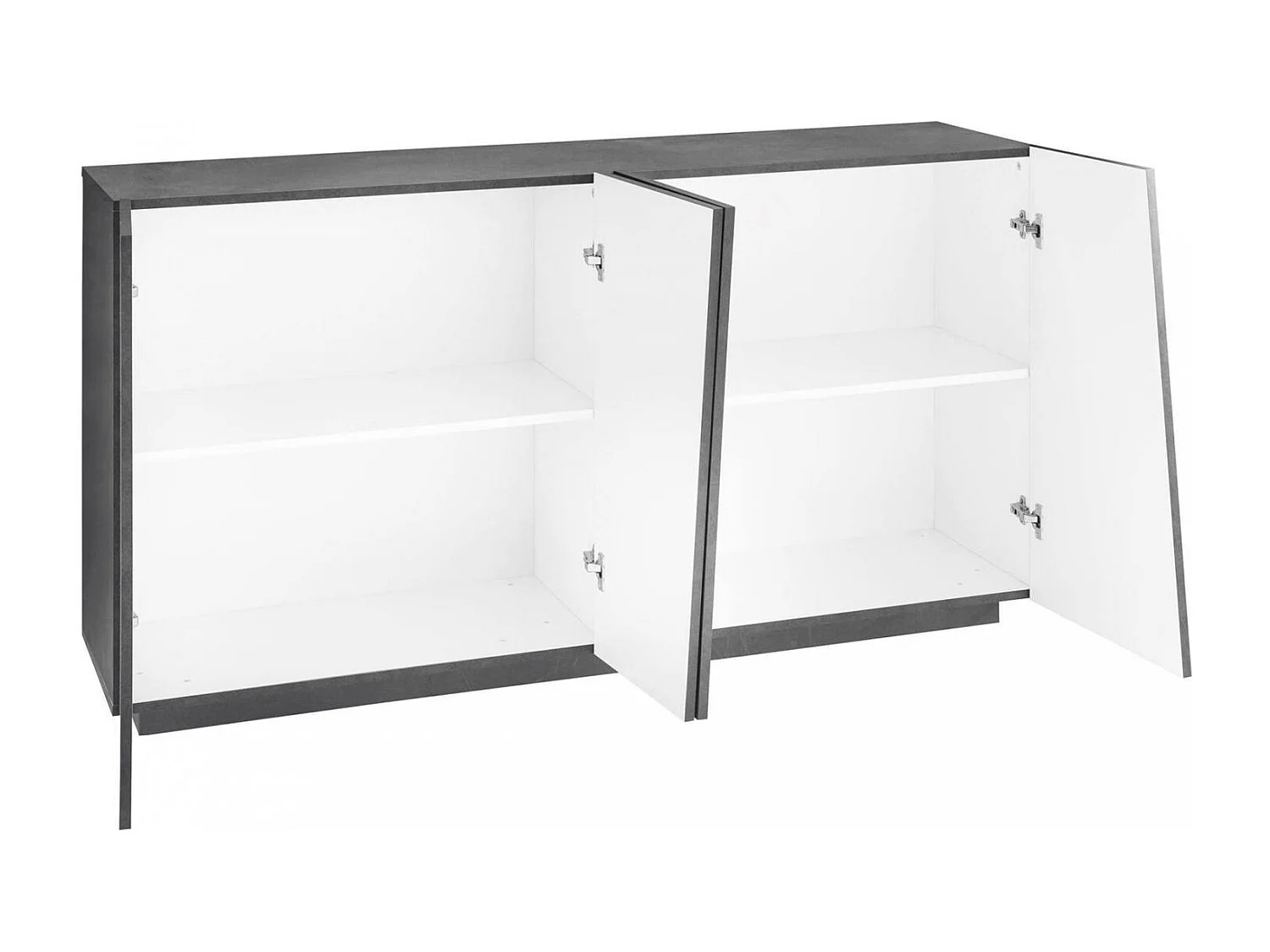 Kommode Owen, 4-türiges Küchen-Sideboard, Wohnzimmer-Buffet, 100 % Made in Italy, 159 x 43 x 86 cm, Schiefer,