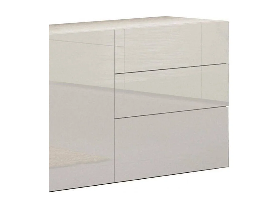 Aparador Elio, Aparador de cocina con 1 puerta y 6 cajones, Buffet de salón, Aparador de cocina, 100% Made in Italy, 170x40h35 cm, Blanco brillo