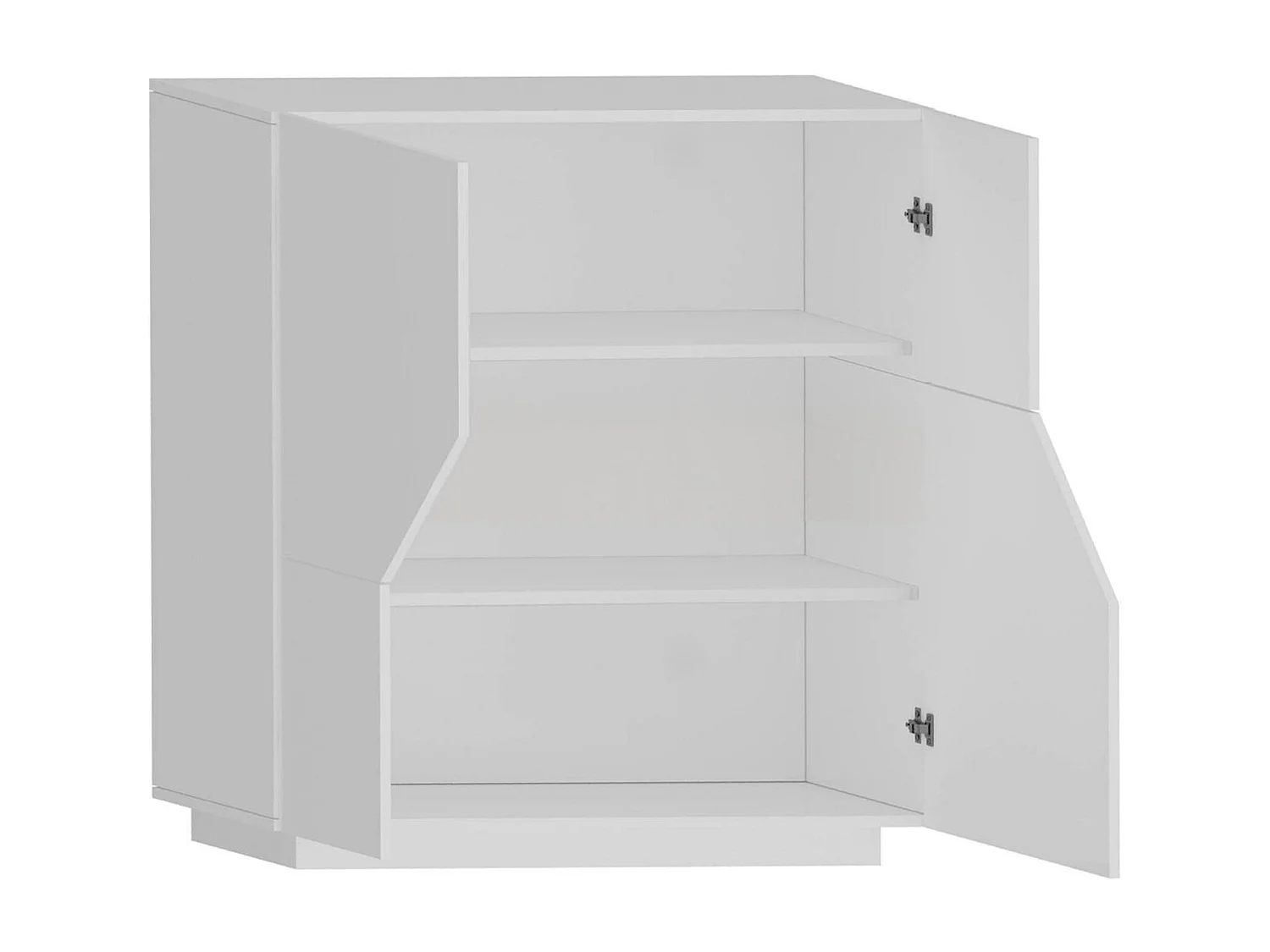 Nathan dressoir, 2-deurs keukendressoir, Woonkamerbuffet, 100% Made in Italy, 100x43h106 cm, Glanzend wit