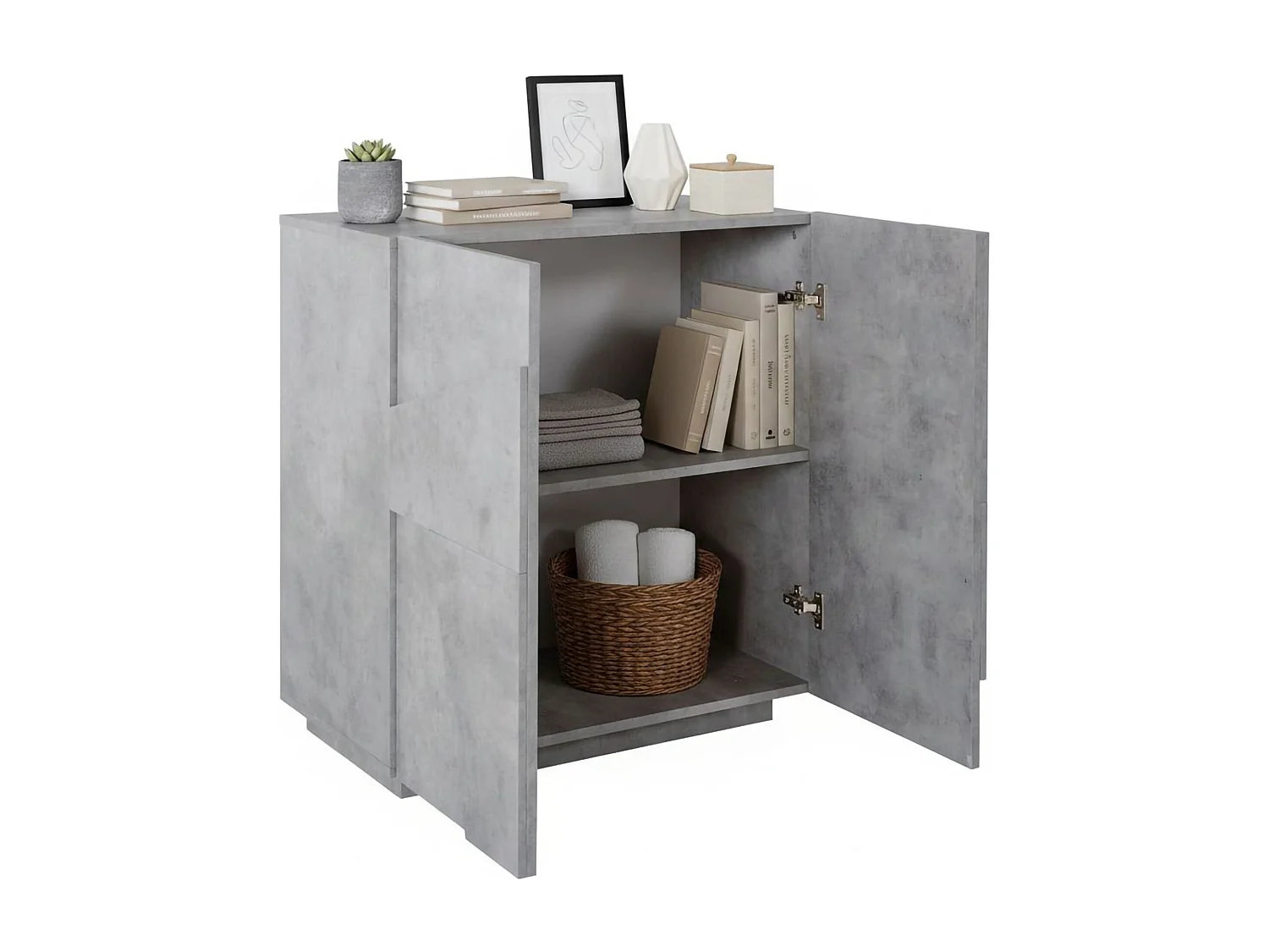 Aparador Raoul, Aparador de cozinha com 2 portas, Buffet de sala, 100% Fabricado na Itália, 81x44h86 cm, Cimento