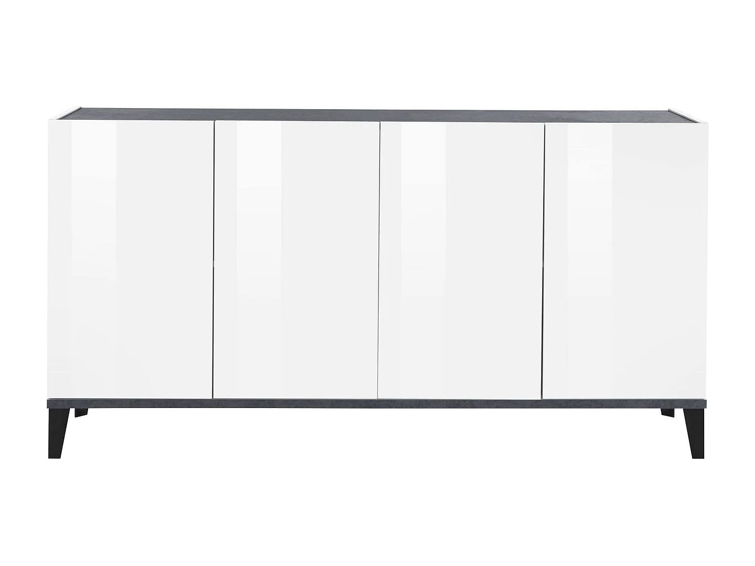 Buffet Liam, Buffet de cuisine 4 portes, Buffet de salon, 100% Made in Italy, 160x40h82 cm, Blanc brillant et ardoise