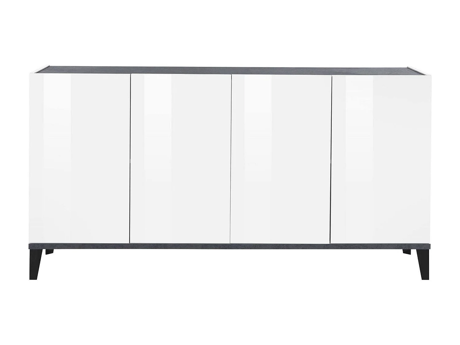 Buffet Liam, Buffet de cuisine 4 portes, Buffet de salon, 100% Made in Italy, 160x40h82 cm, Blanc brillant et ardoise